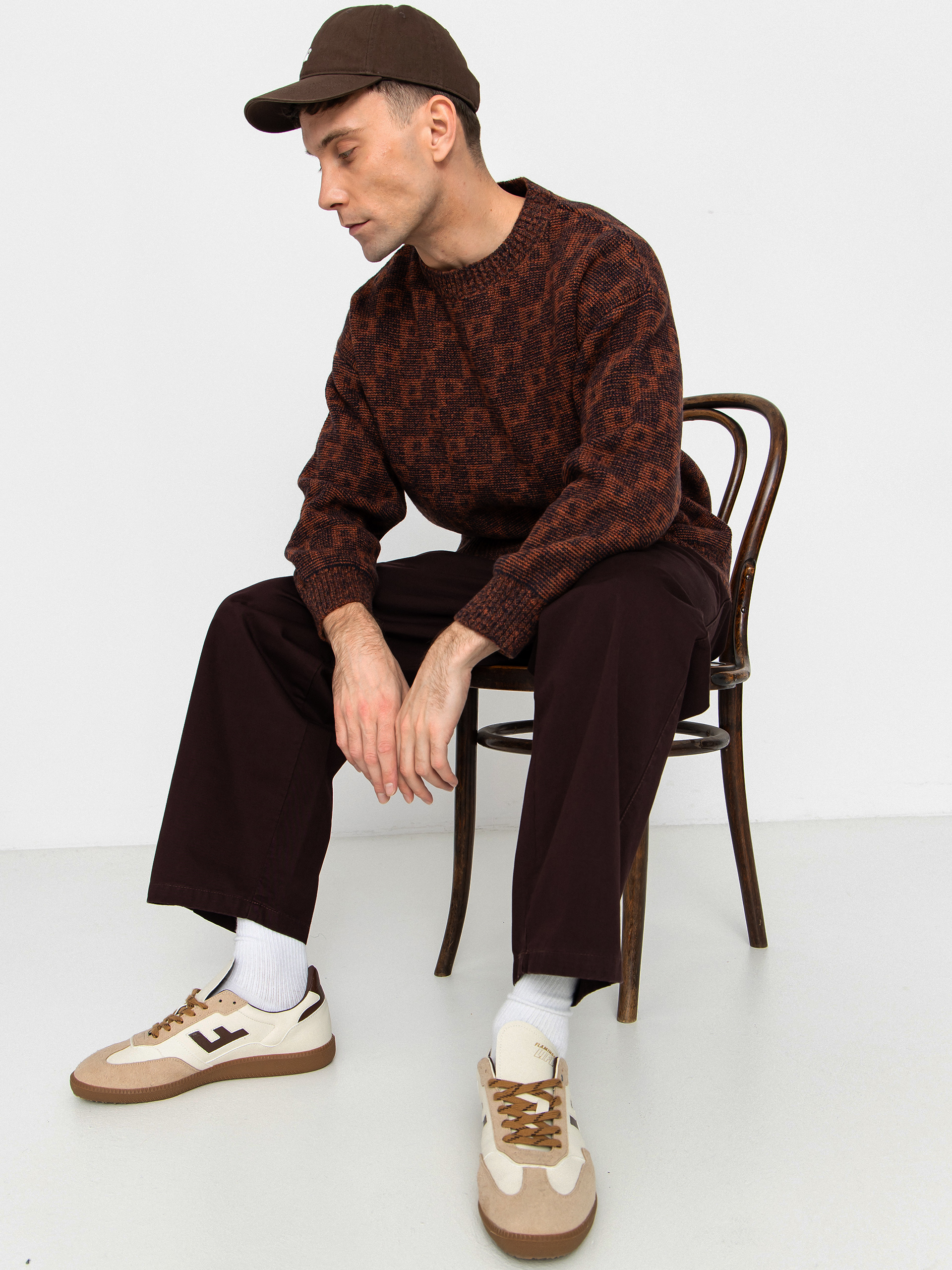 Polar Skate George P Pattern Sweater (navy/orange)