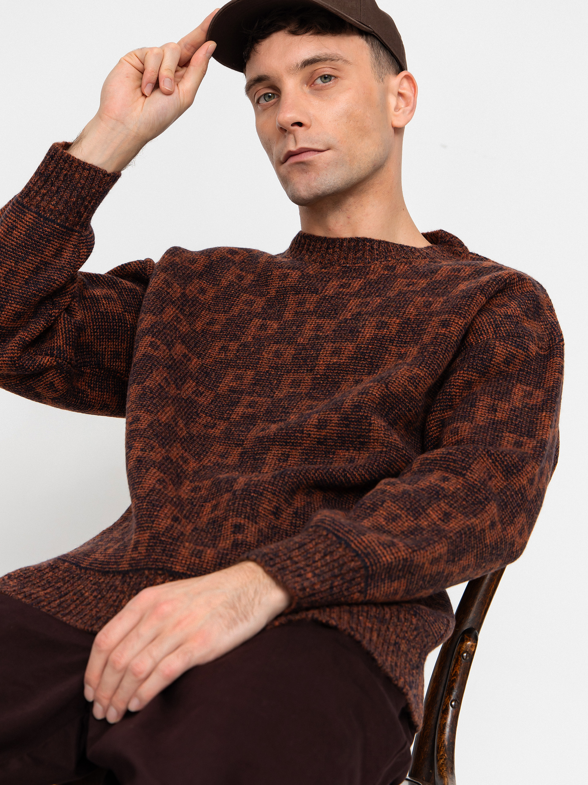 Polar Skate George P Pattern Sweater - navy blue (navy/orange)