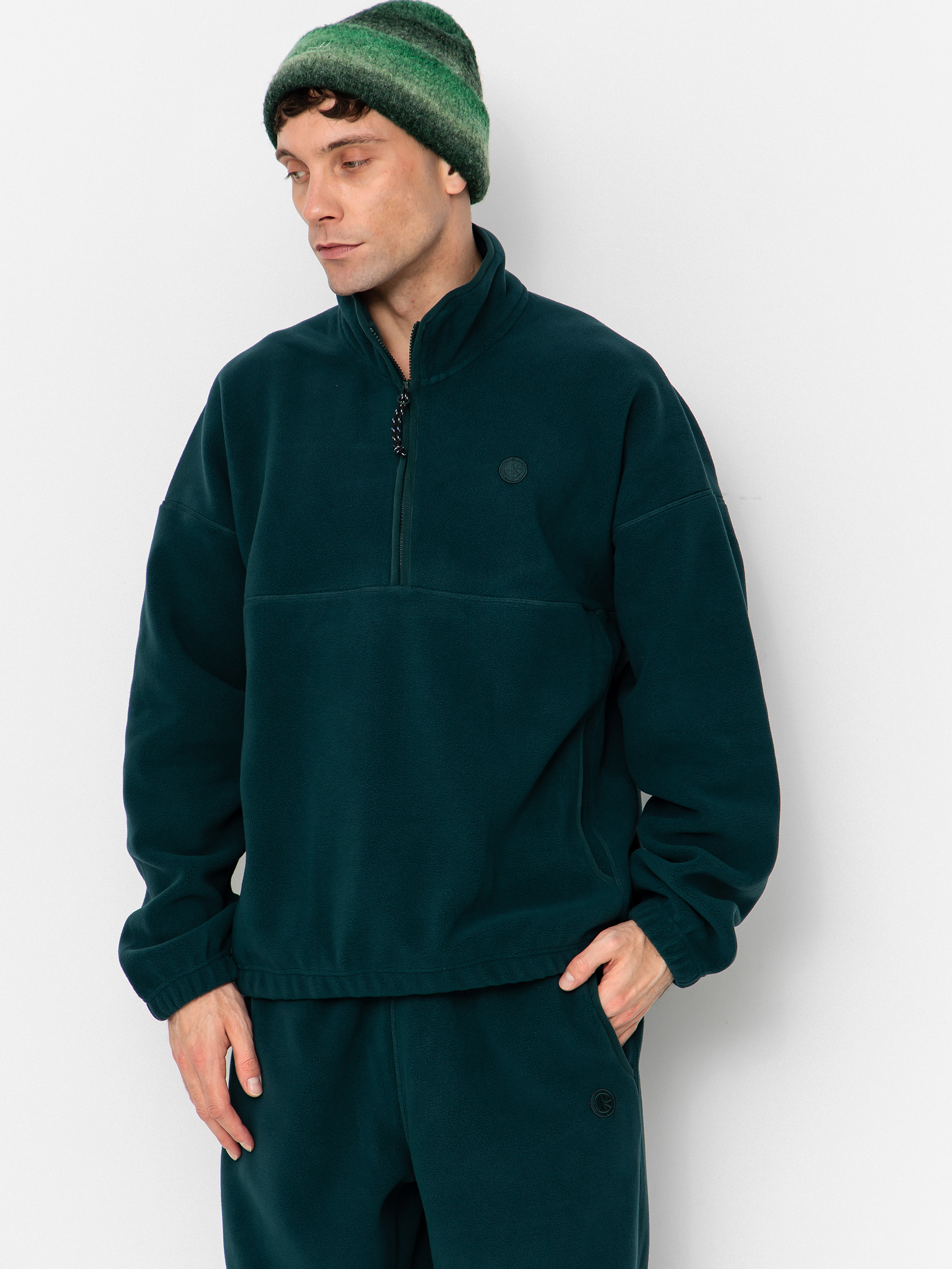 Polar Skate Ivan Half Zip Cardigan (dark emerald)