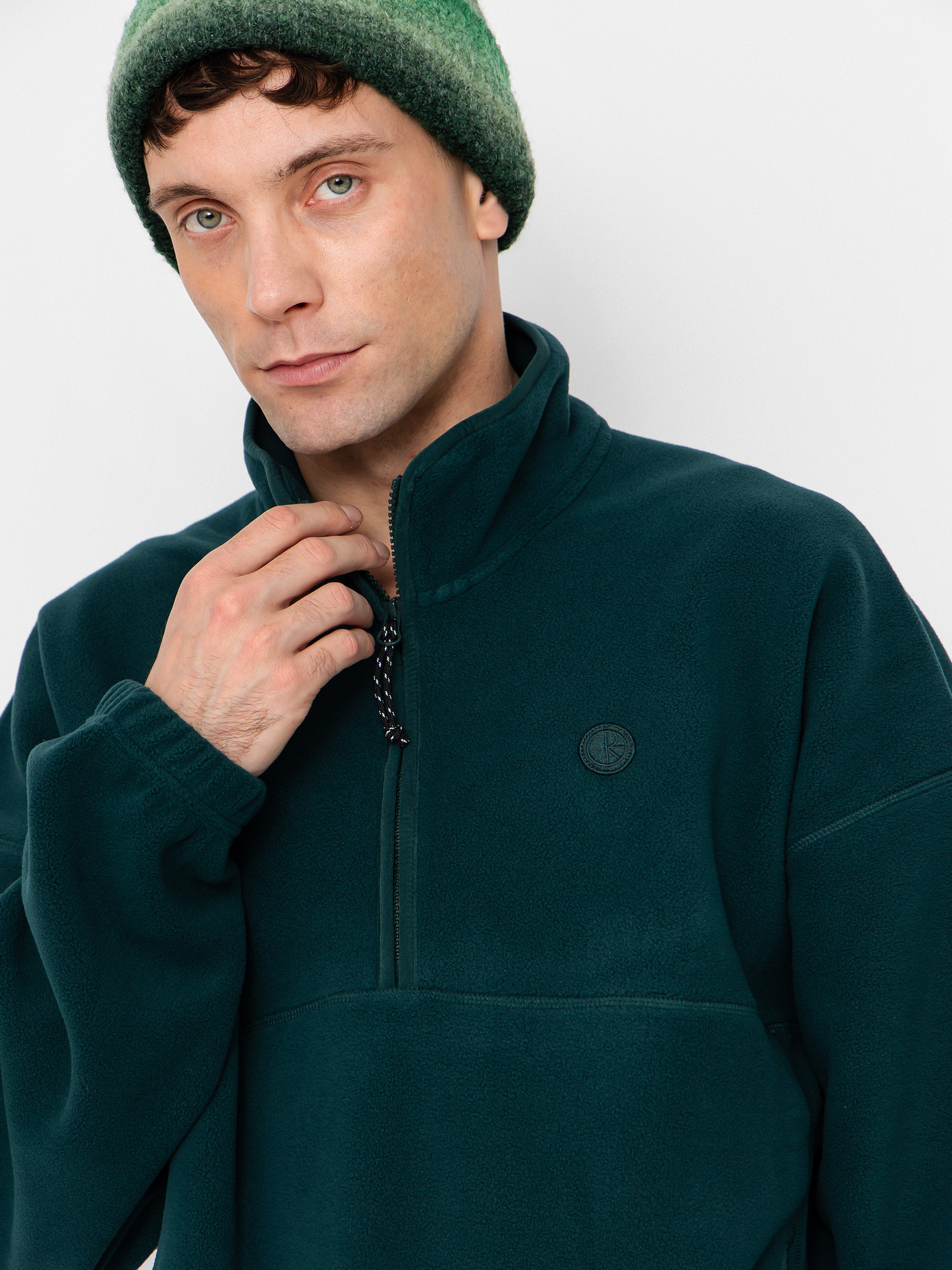 Polar Skate Ivan Half Zip Strickjacke (dark emerald)