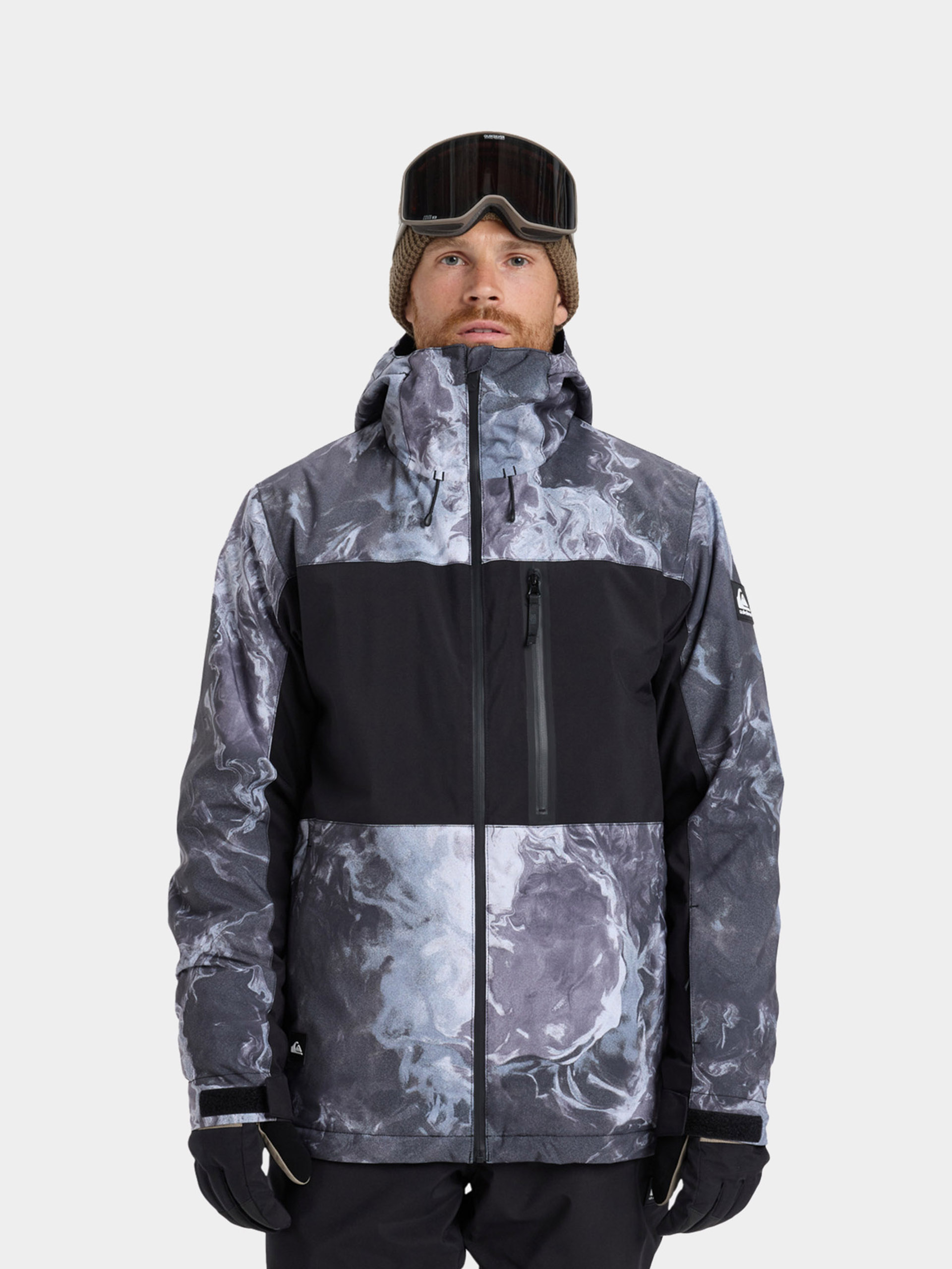 Mens Quiksilver Sycamore Printed Snowboard jacket (true black)