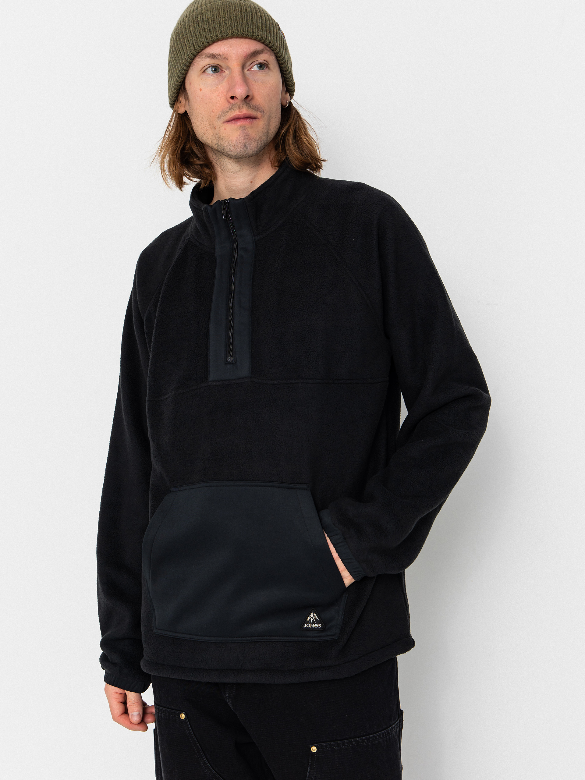Jones Snowboards Sweatshirt Lodge Half Zip Rec (stealth black)