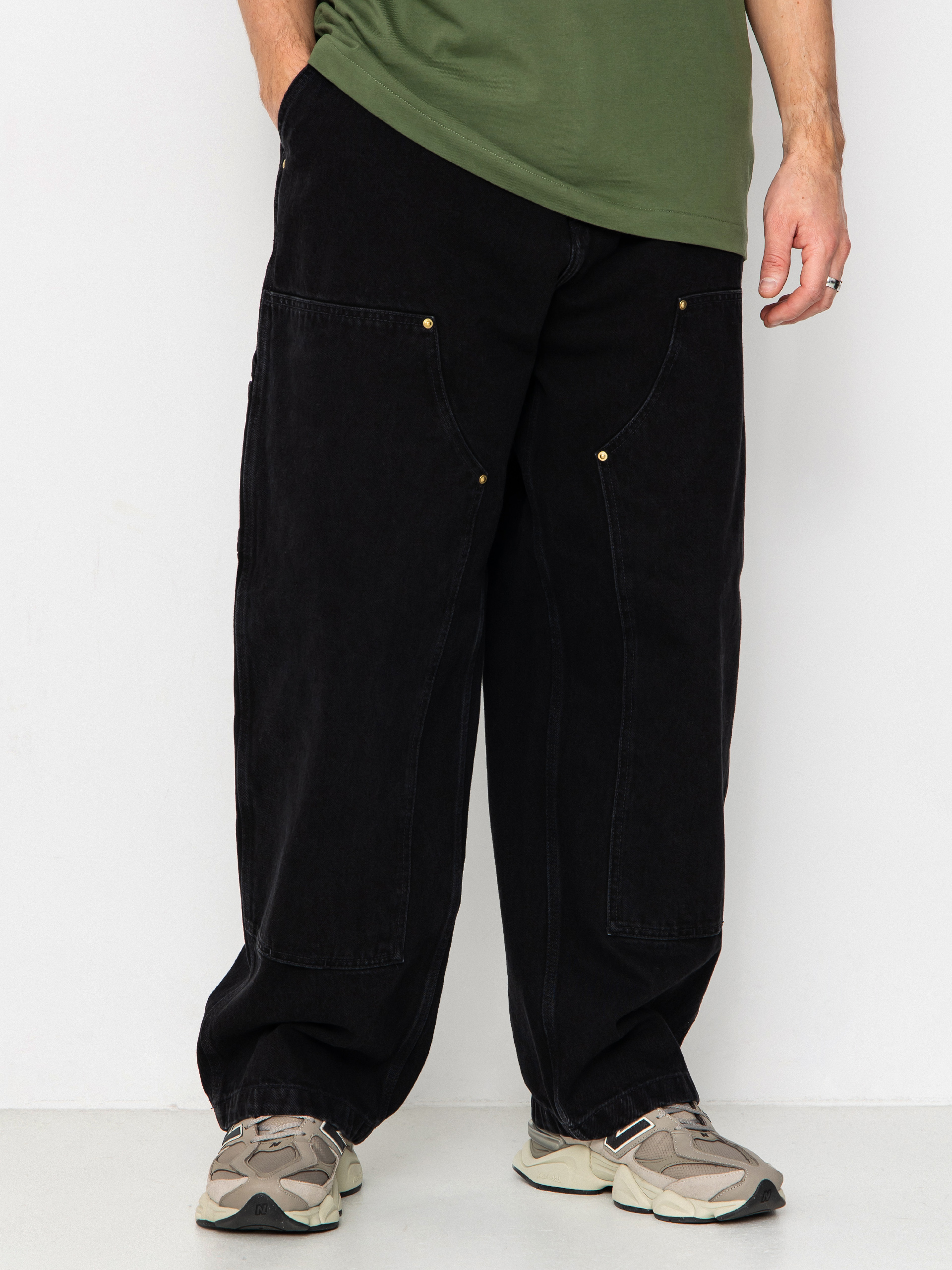 パンツ CHRHARTT WIP NASH LOOSE FIT DOUBLE KNEE Carhartt WIP Pants Nash Double Knee - black (black/stone washed)