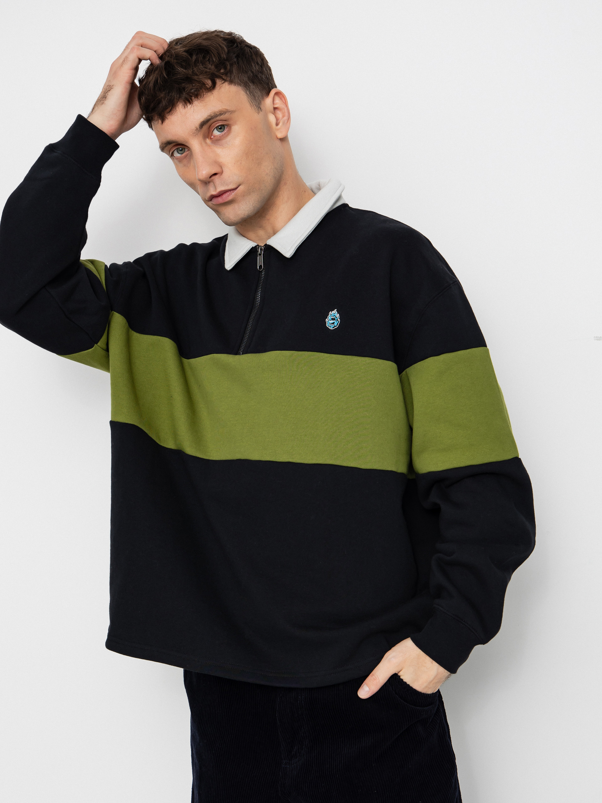 Santa Cruz Sweatshirt Screaming Mini Flame 1/4 Zip (black)