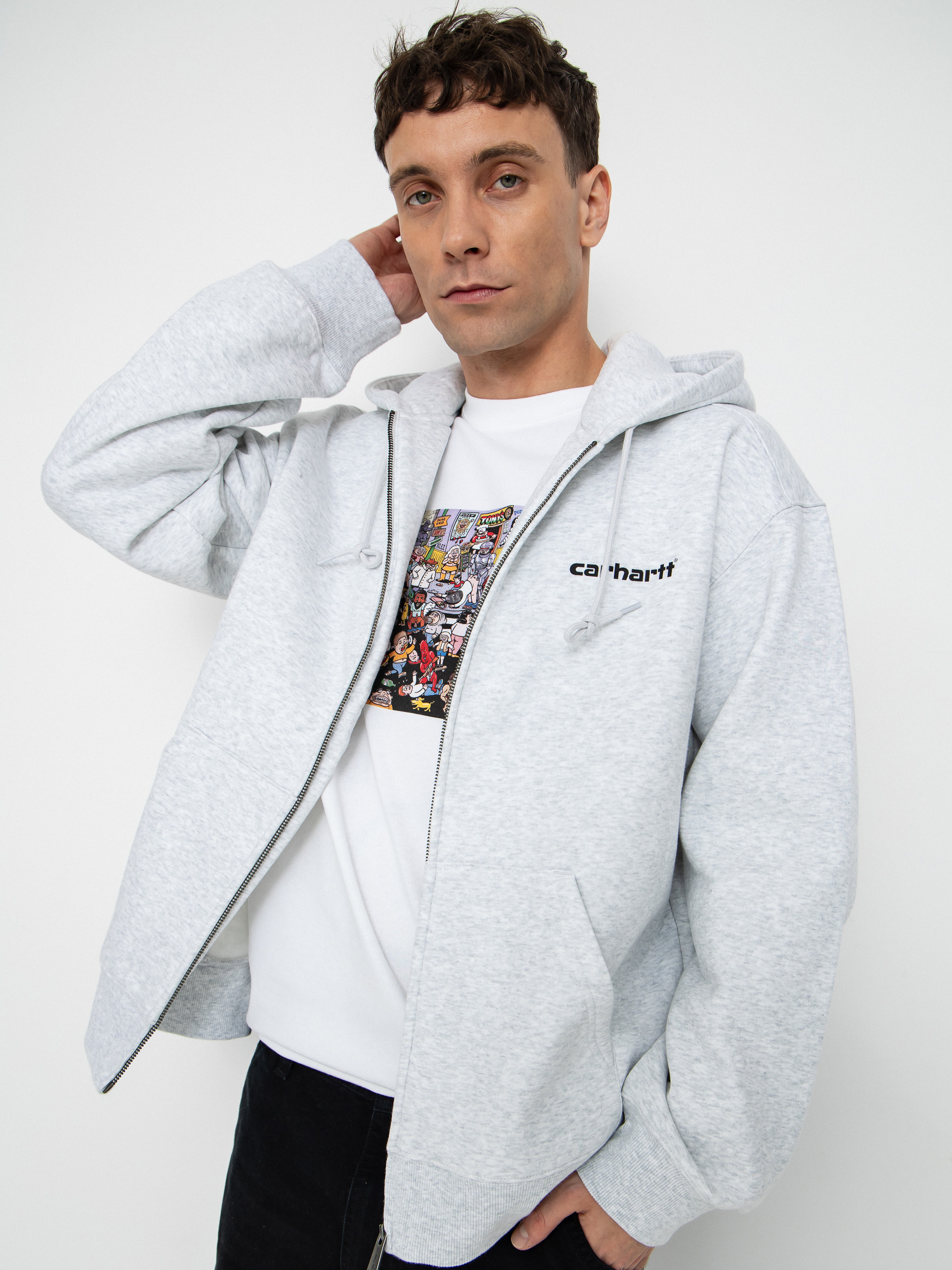 Carhartt WIP Hoodie Archive Lines ZHD - grey (ash heather)