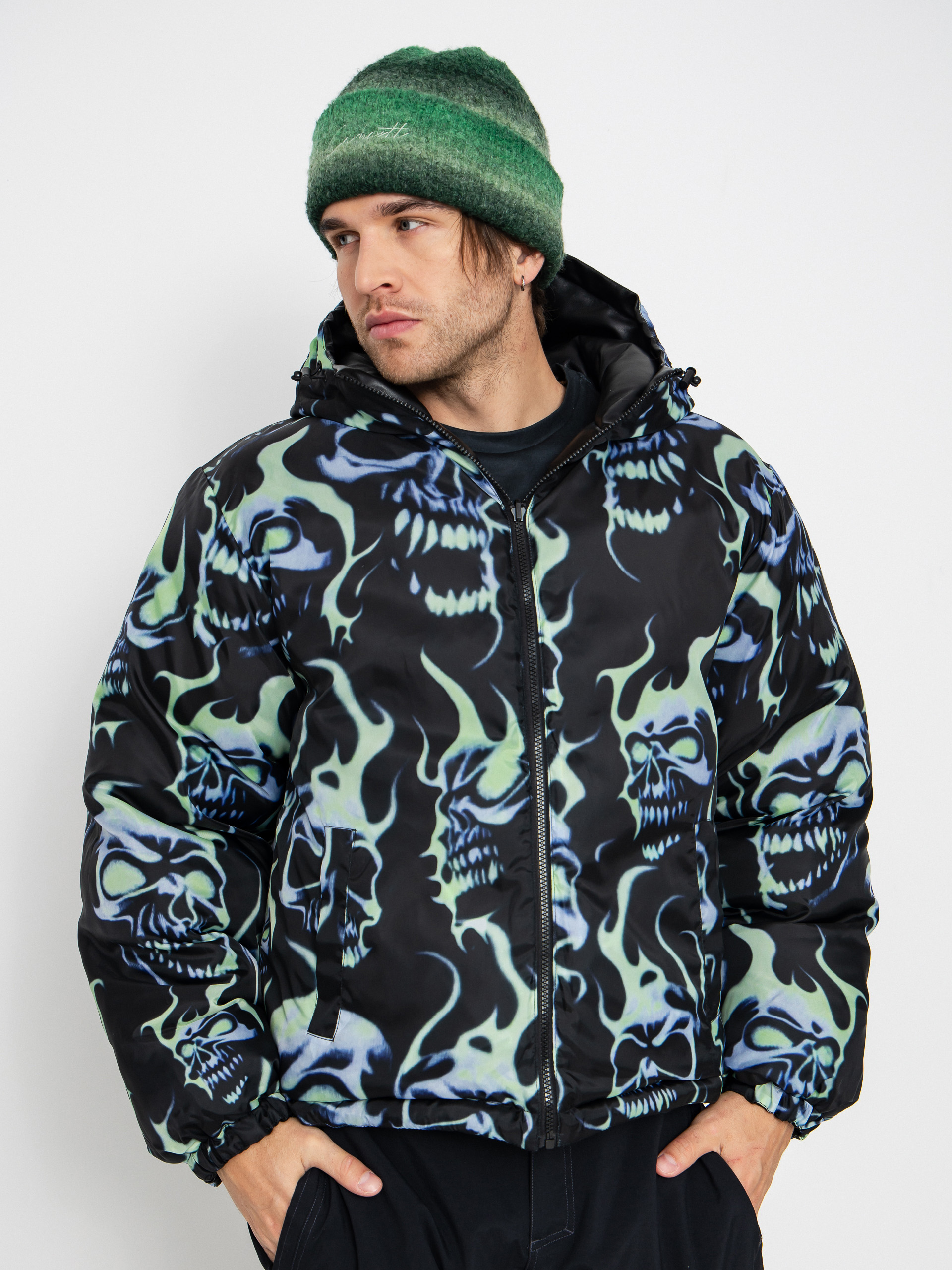 Wasted Paris Skull Puffer Jacket - black, multicolor (black)