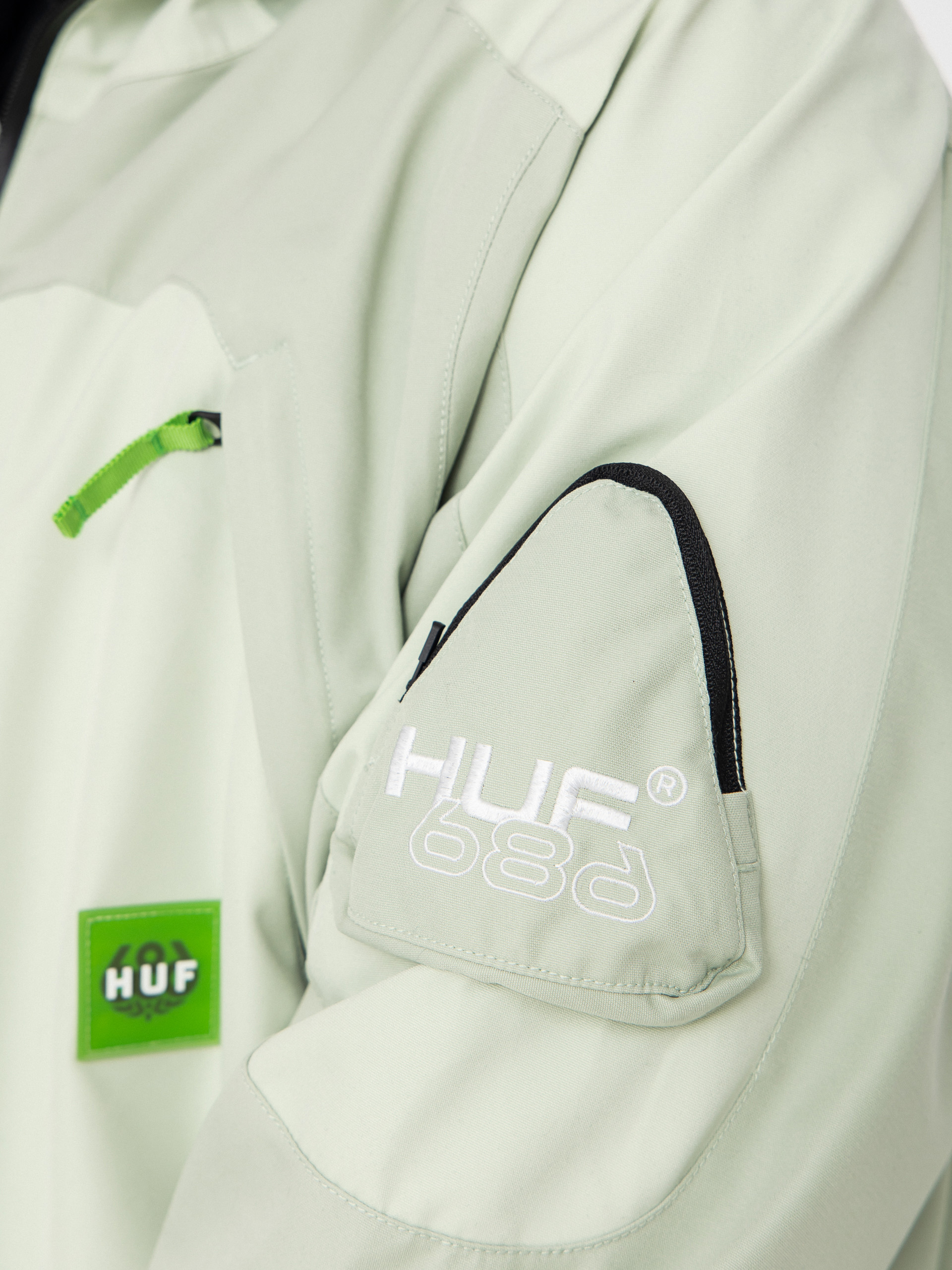 Mens 686 Snowboard jacket X Huf Double H (huf green colorblock)