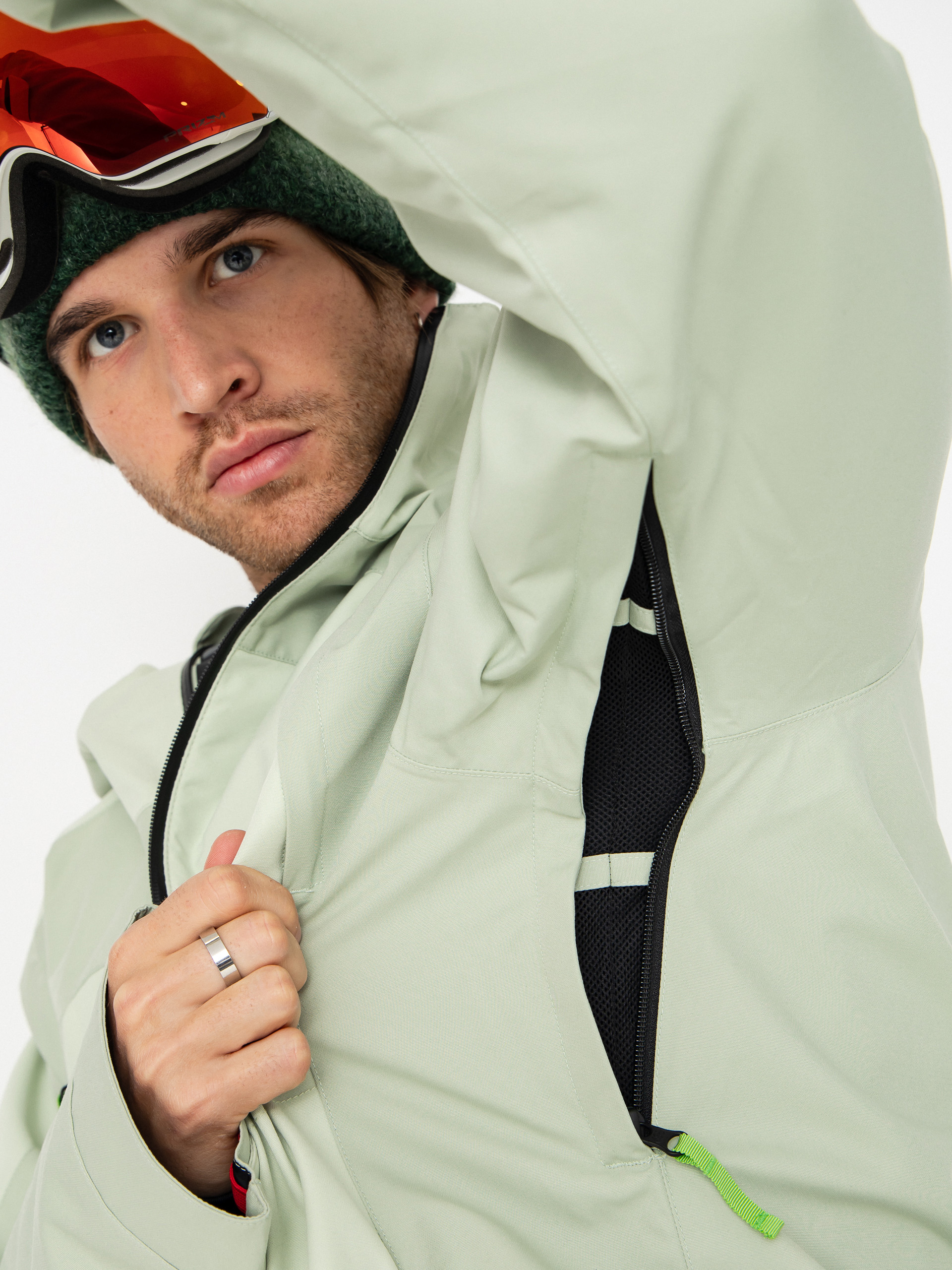 Mens 686 Snowboard jacket X Huf Double H (huf green colorblock)
