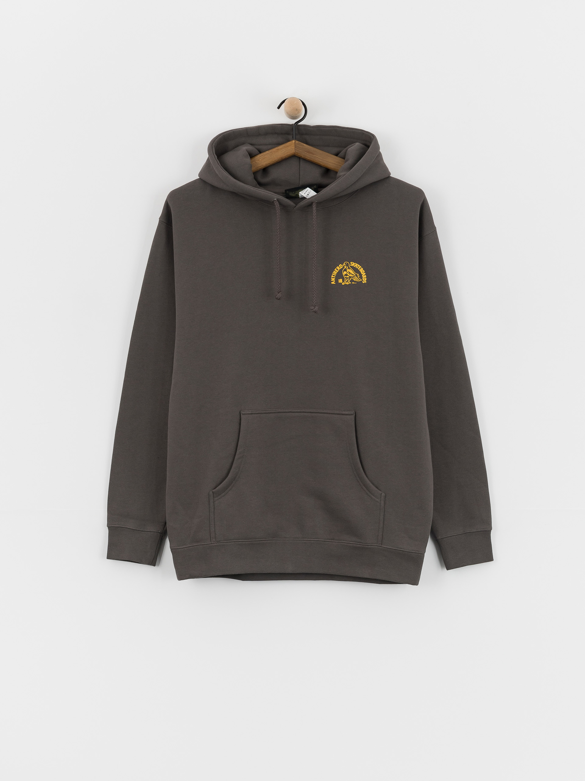 Antihero Clubhouse HD Hoodie (charcoal solid w/yellow prints)