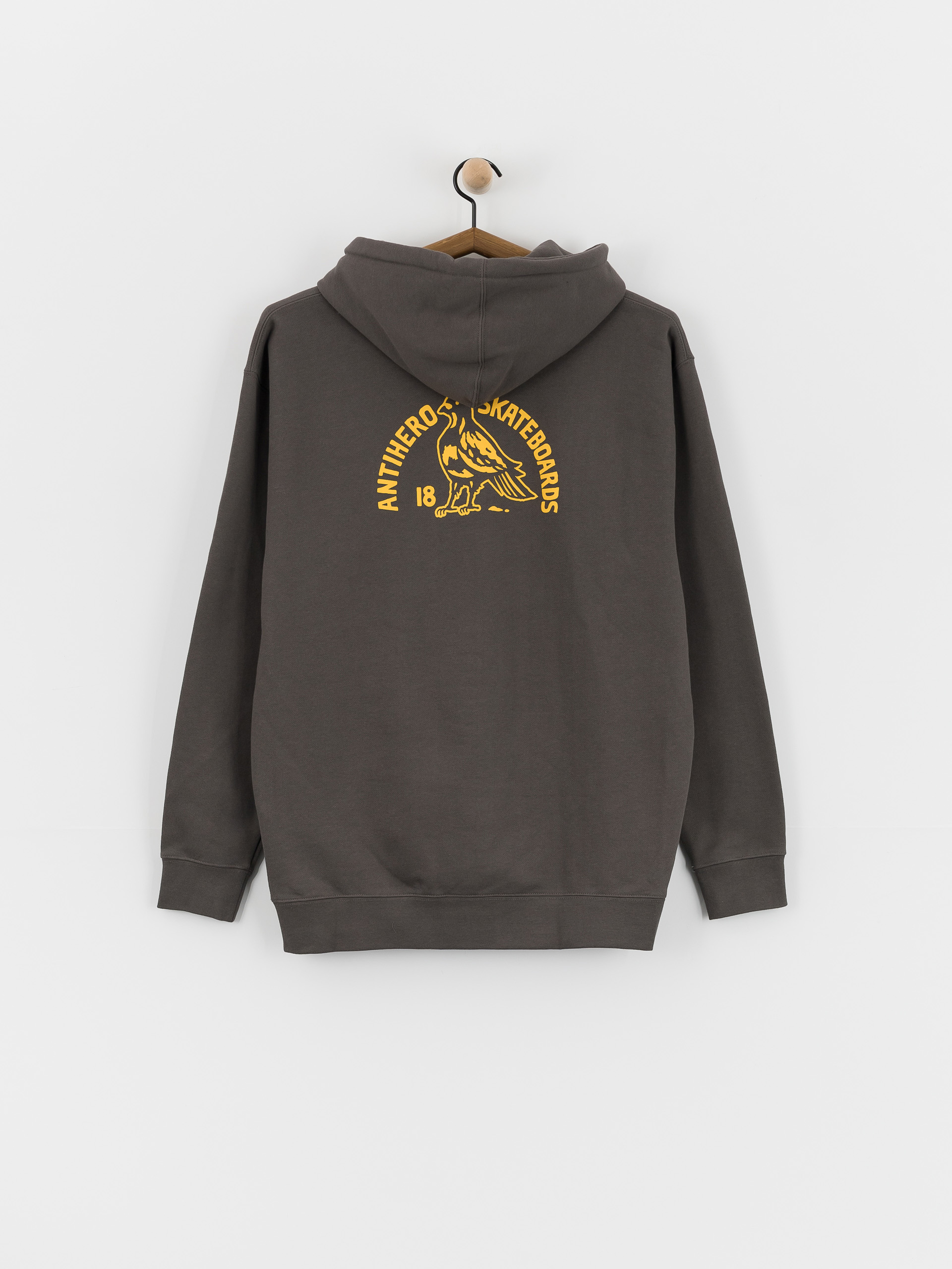 Antihero Clubhouse HD Hoodie (charcoal solid w/yellow prints)