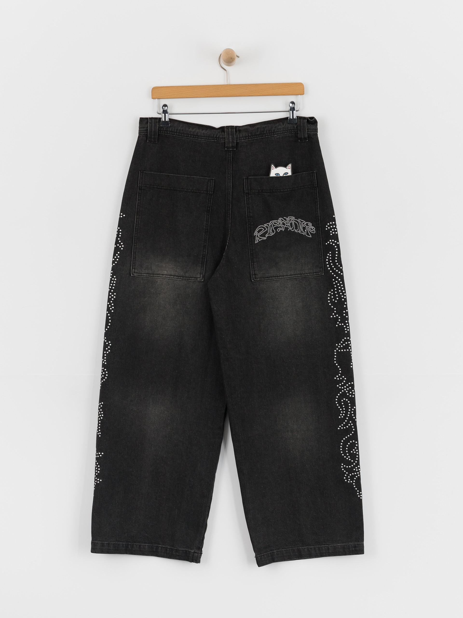 RipNDip Pretty Flacko Extra Wide Leg Pants (black vintage wash denim)
