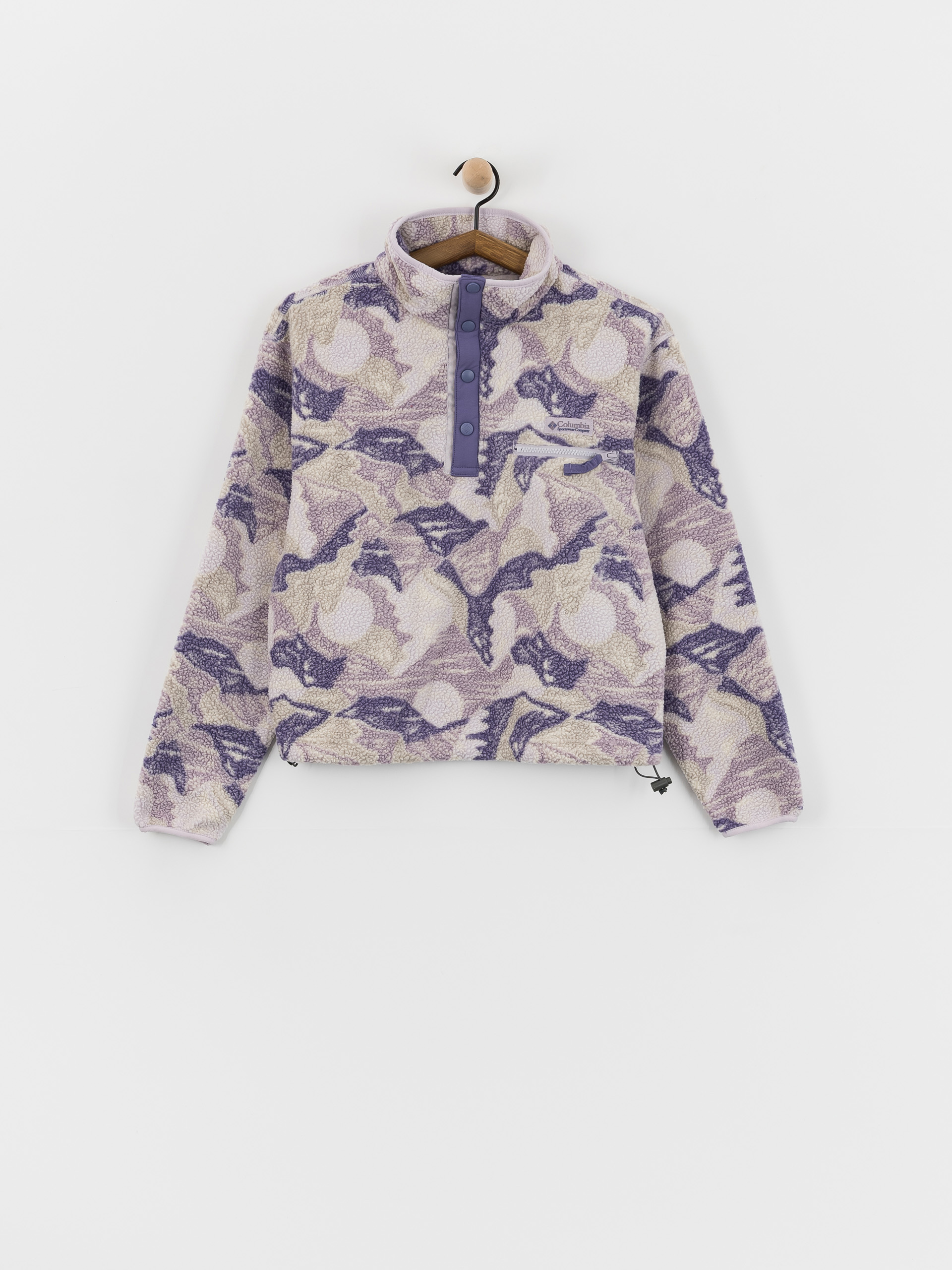 Columbia Helvetia II Printed Cropped Half Snap Wmn Fleece  (lavender pearl/sunscape)