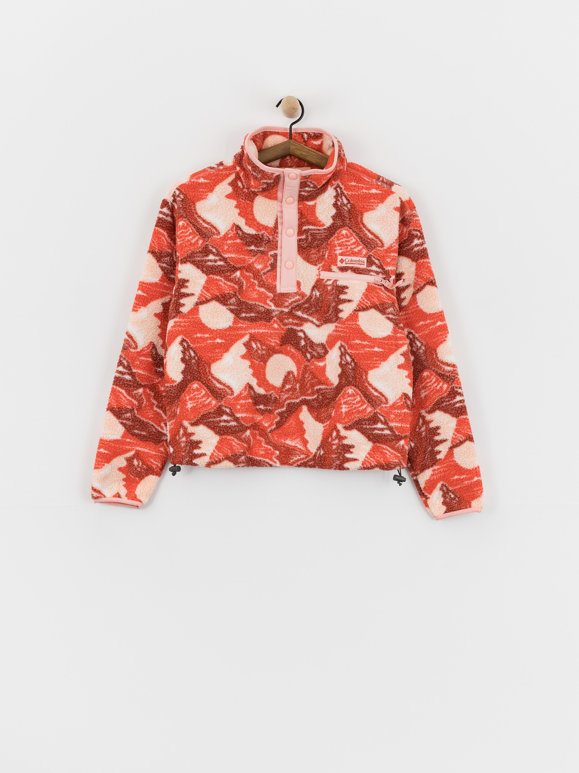 Columbia Helvetia II Printed Cropped Half Snap Wmn Fleece  (poppy red/sunscape)