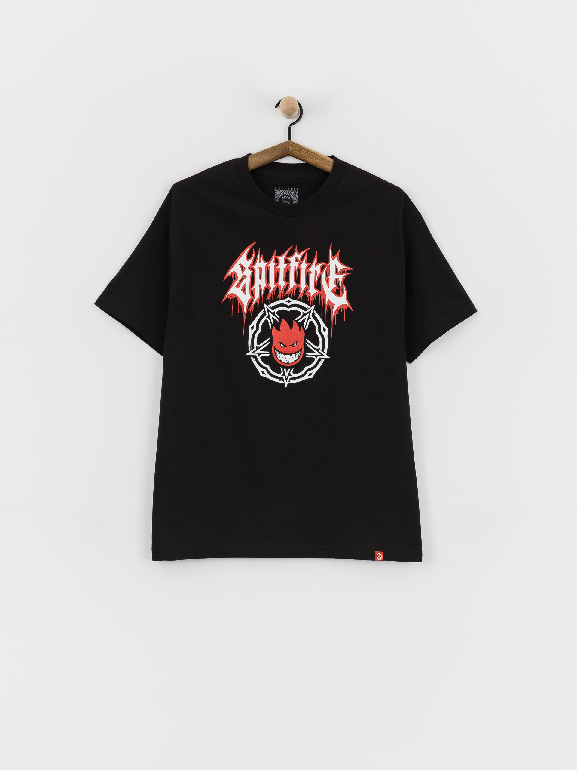 Spitfire Pentagram Drip T-Shirt (black w/red & white print)