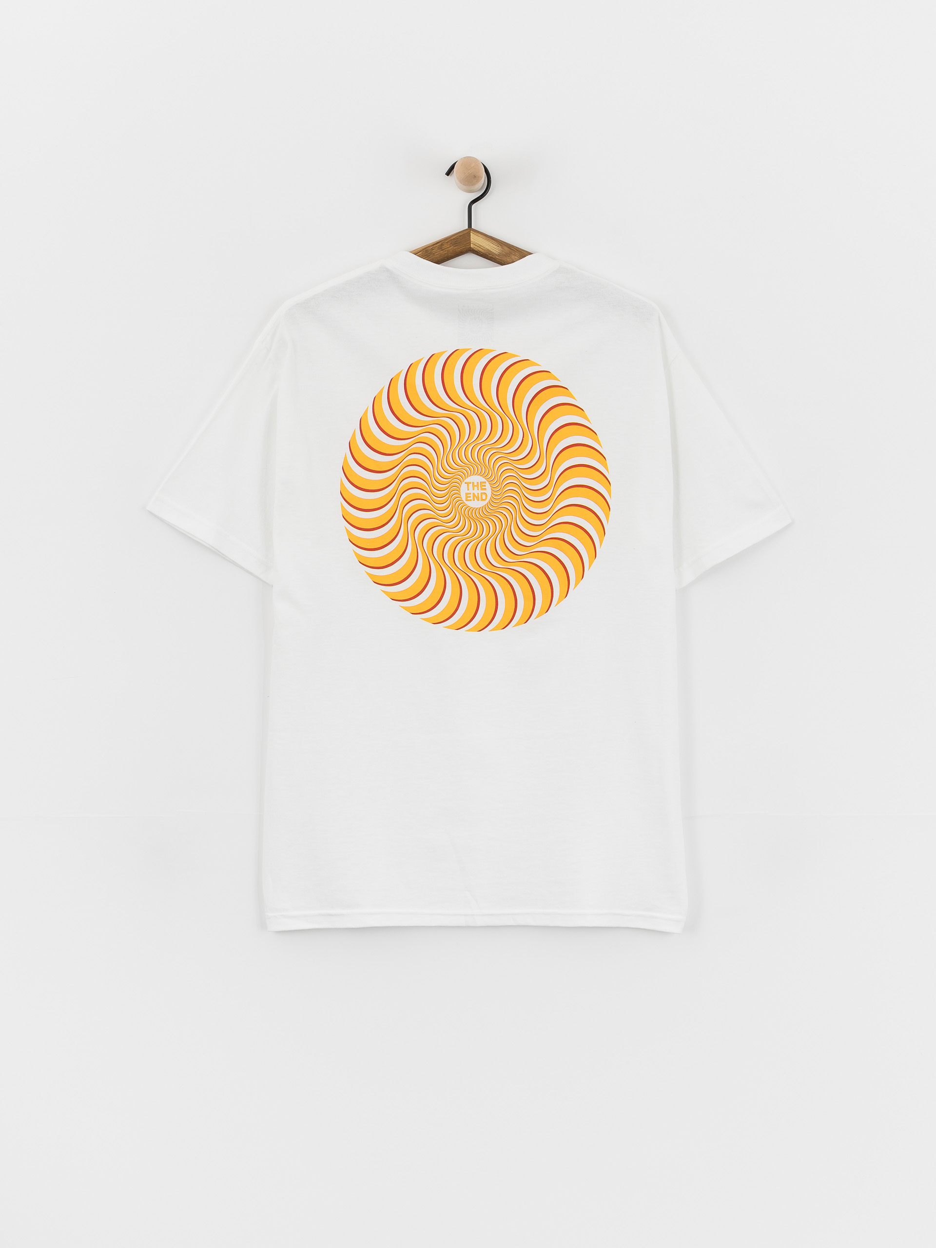 Spitfire Classic Swirl Overlay T-Shirt (white w/yellow & red prints)