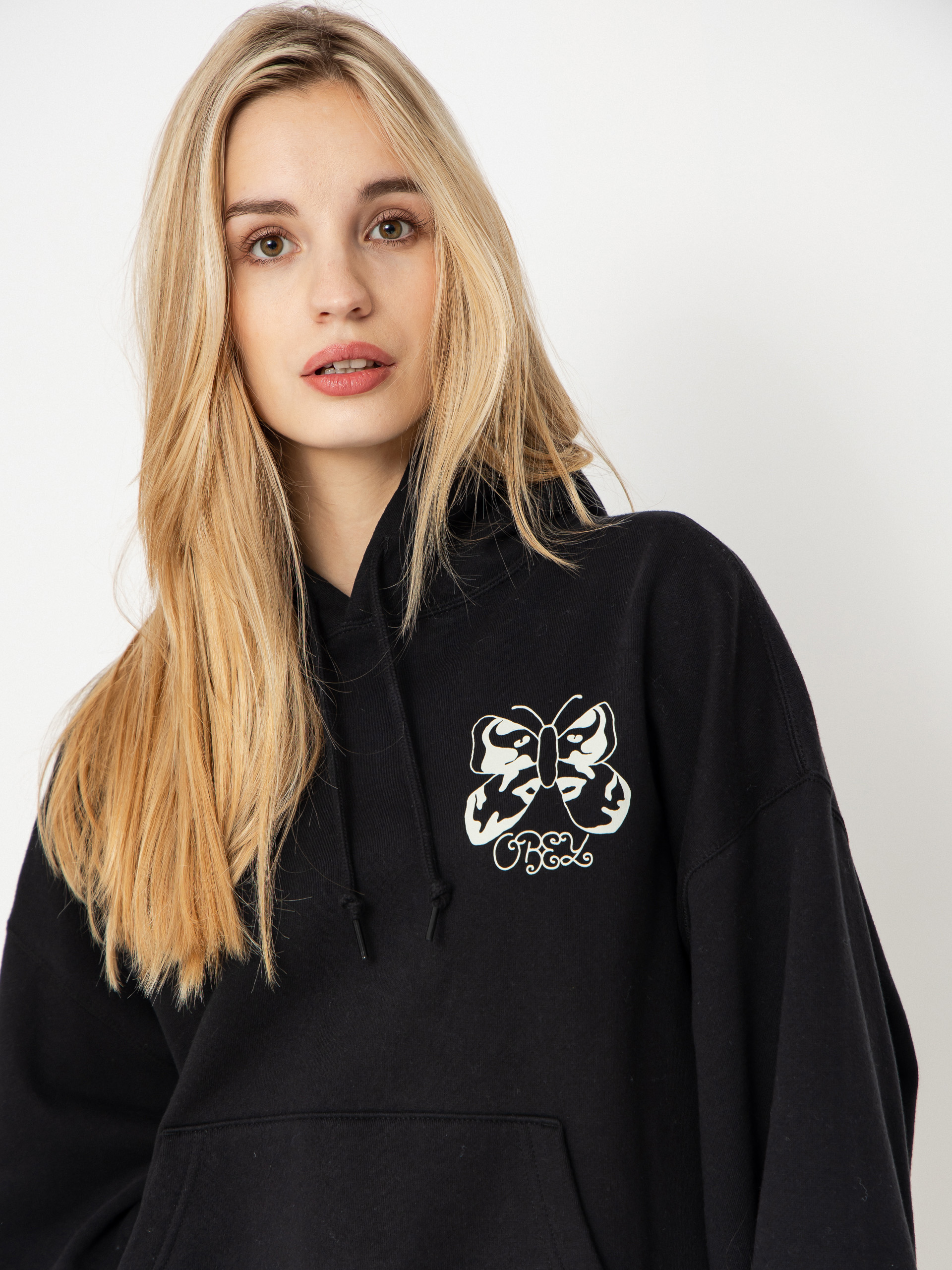 OBEY Hoodie Butterfly Baggy Relaxed HD Wmn - black (digital black)