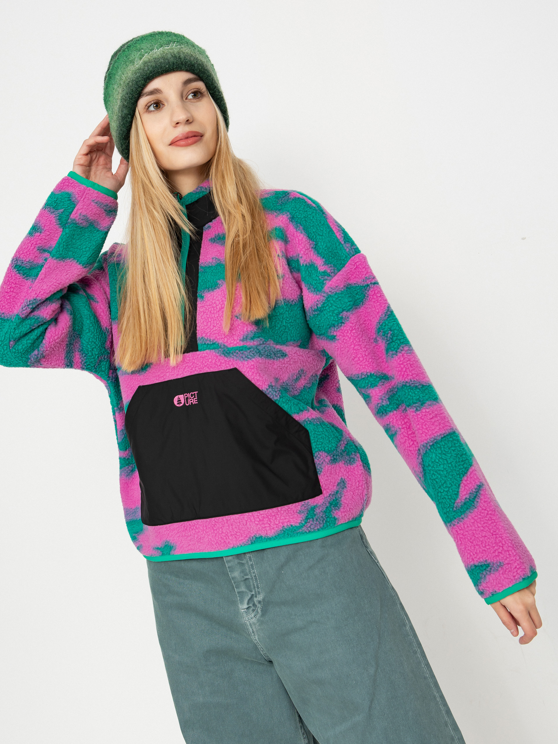 Picture Zelkova Printed 1/4 Zip Wmn Fleece 