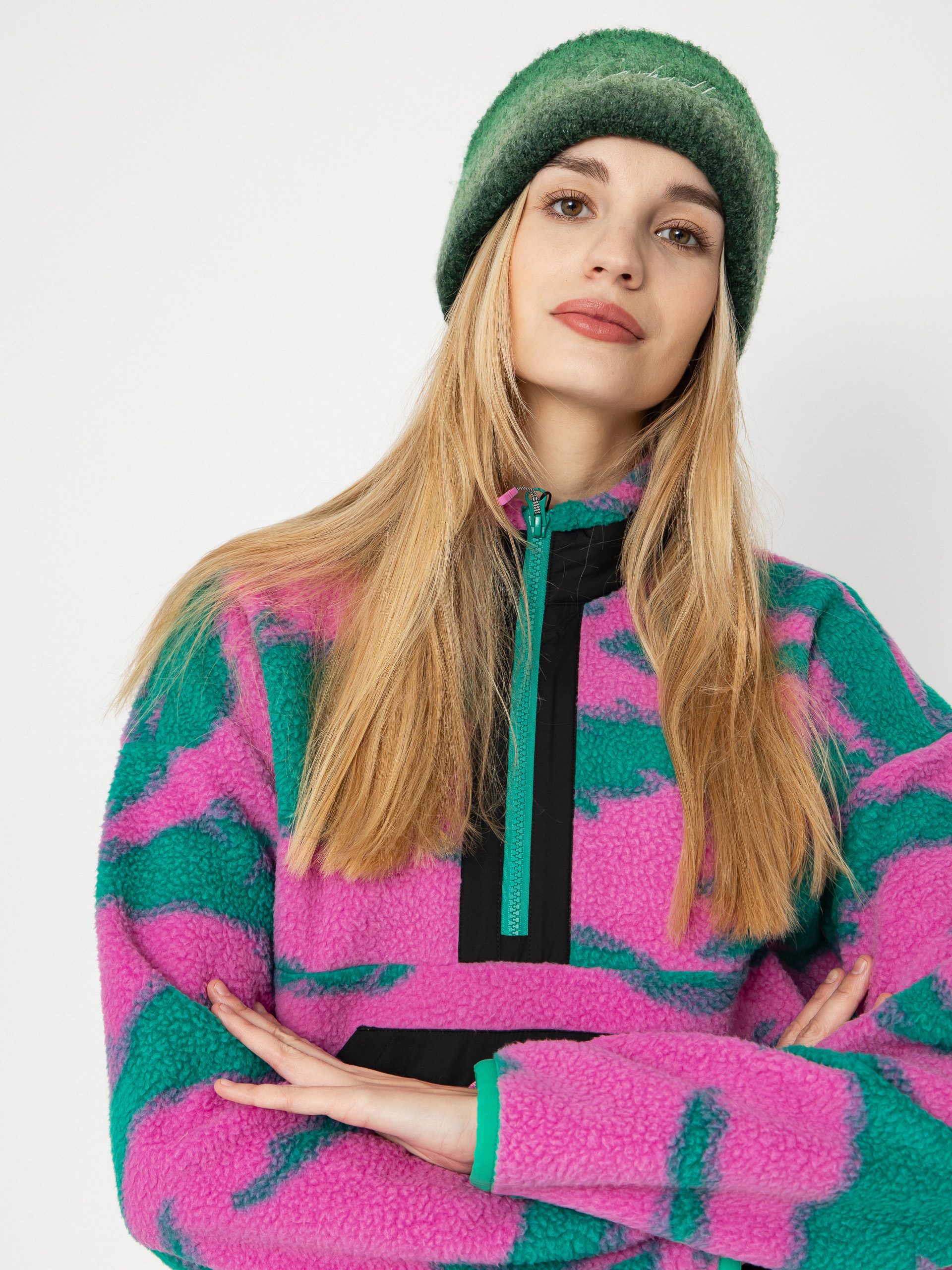 Damen Picture Zelkova Printed 1/4 Zip Fleece Jacke (retro bliss print)