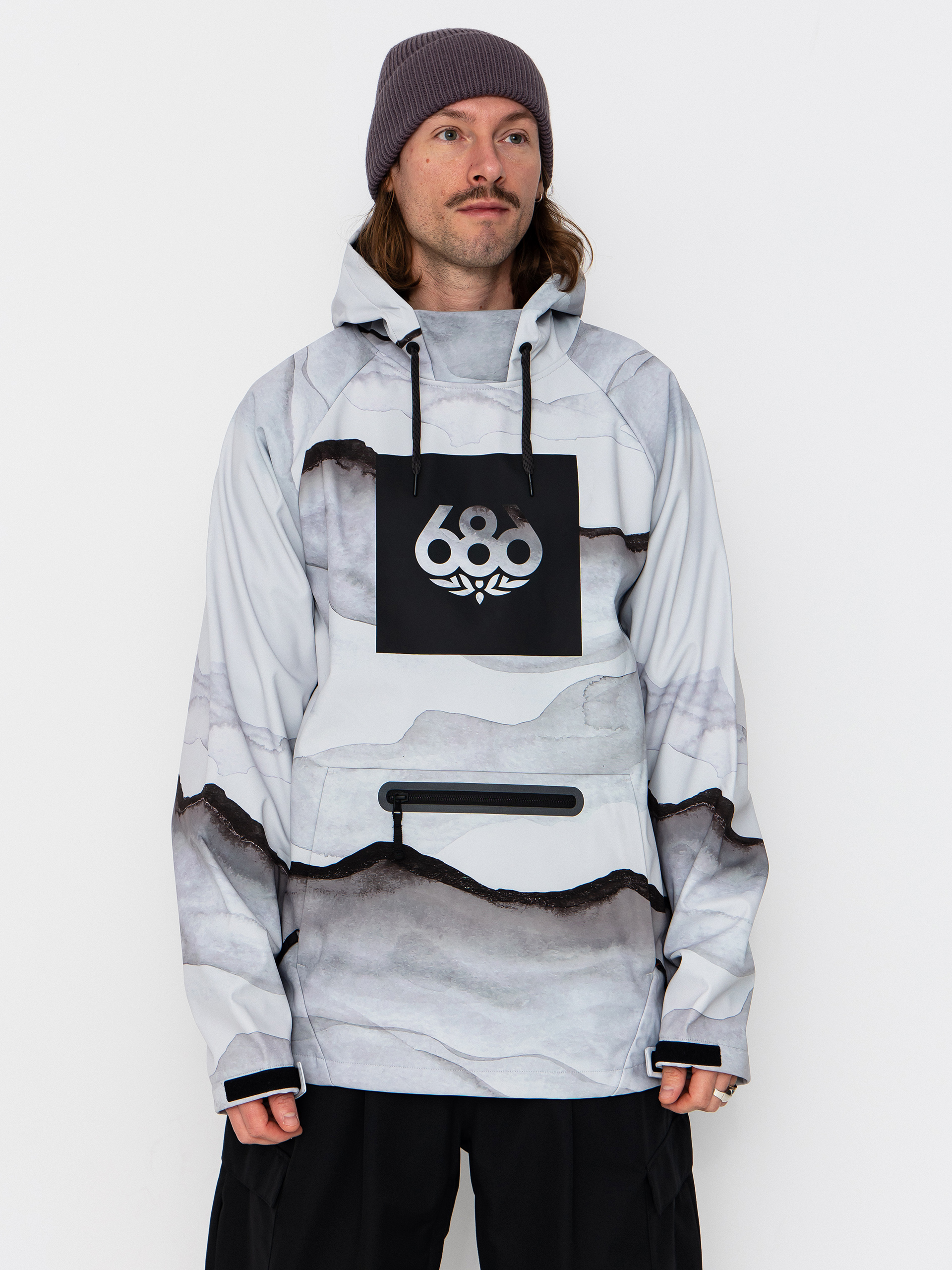 686 Active sweatshirt Waterproof HD - grey (smoke mountain print)