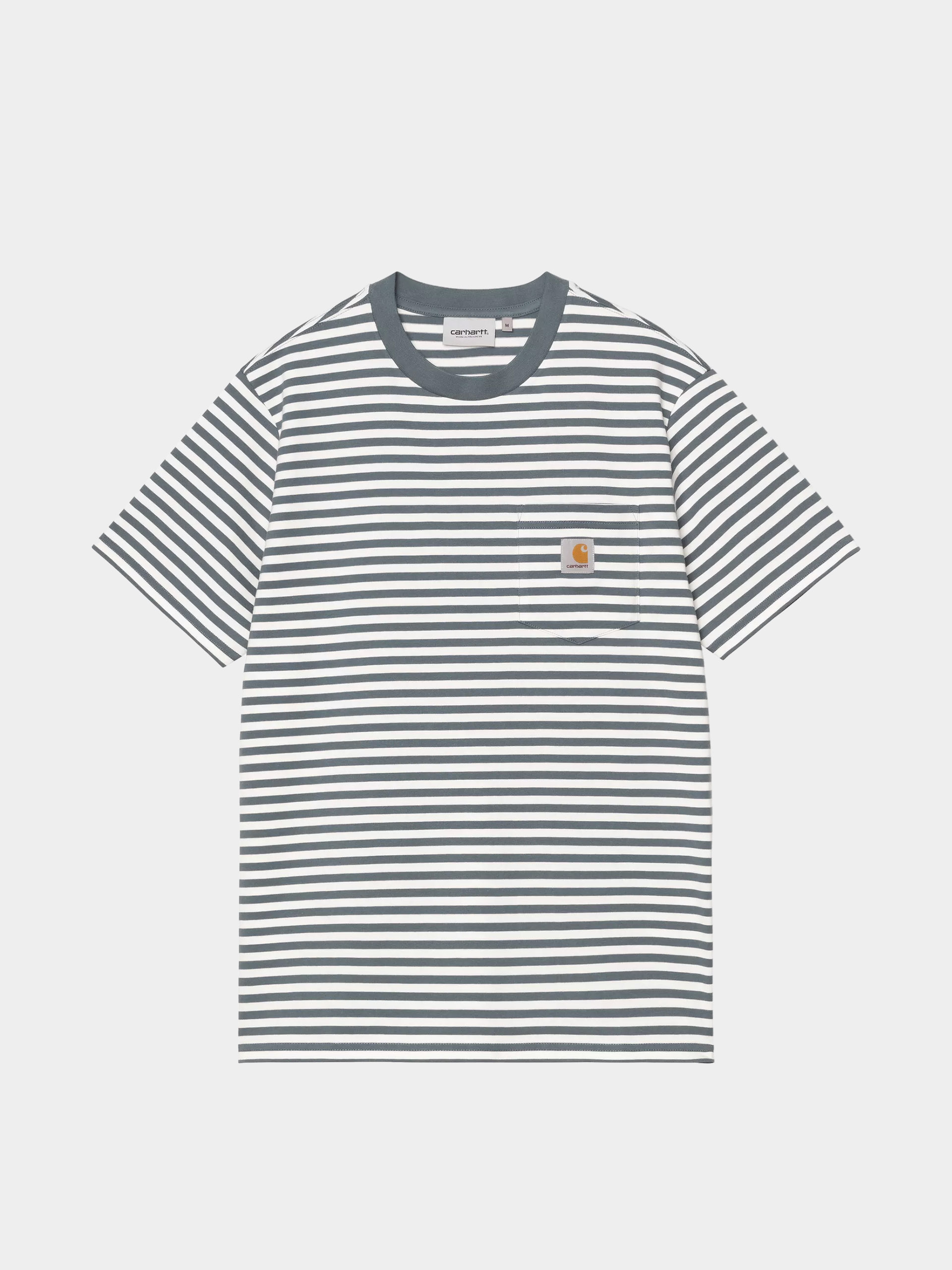 Carhartt WIP T-Shirt Ezra Pocket (ezra stripe/cozy blue/wax)