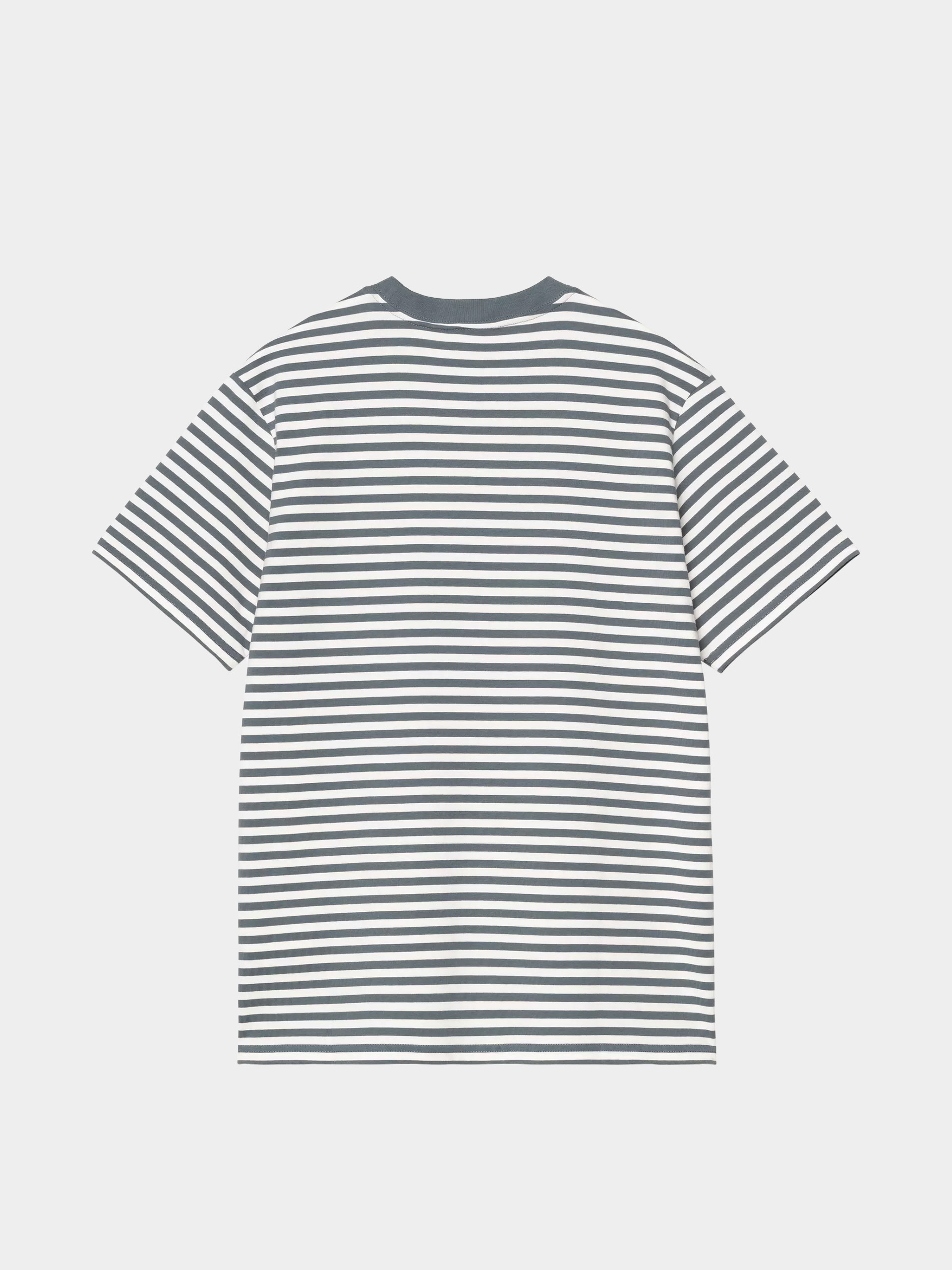 Carhartt WIP T-Shirt Ezra Pocket (ezra stripe/cozy blue/wax)