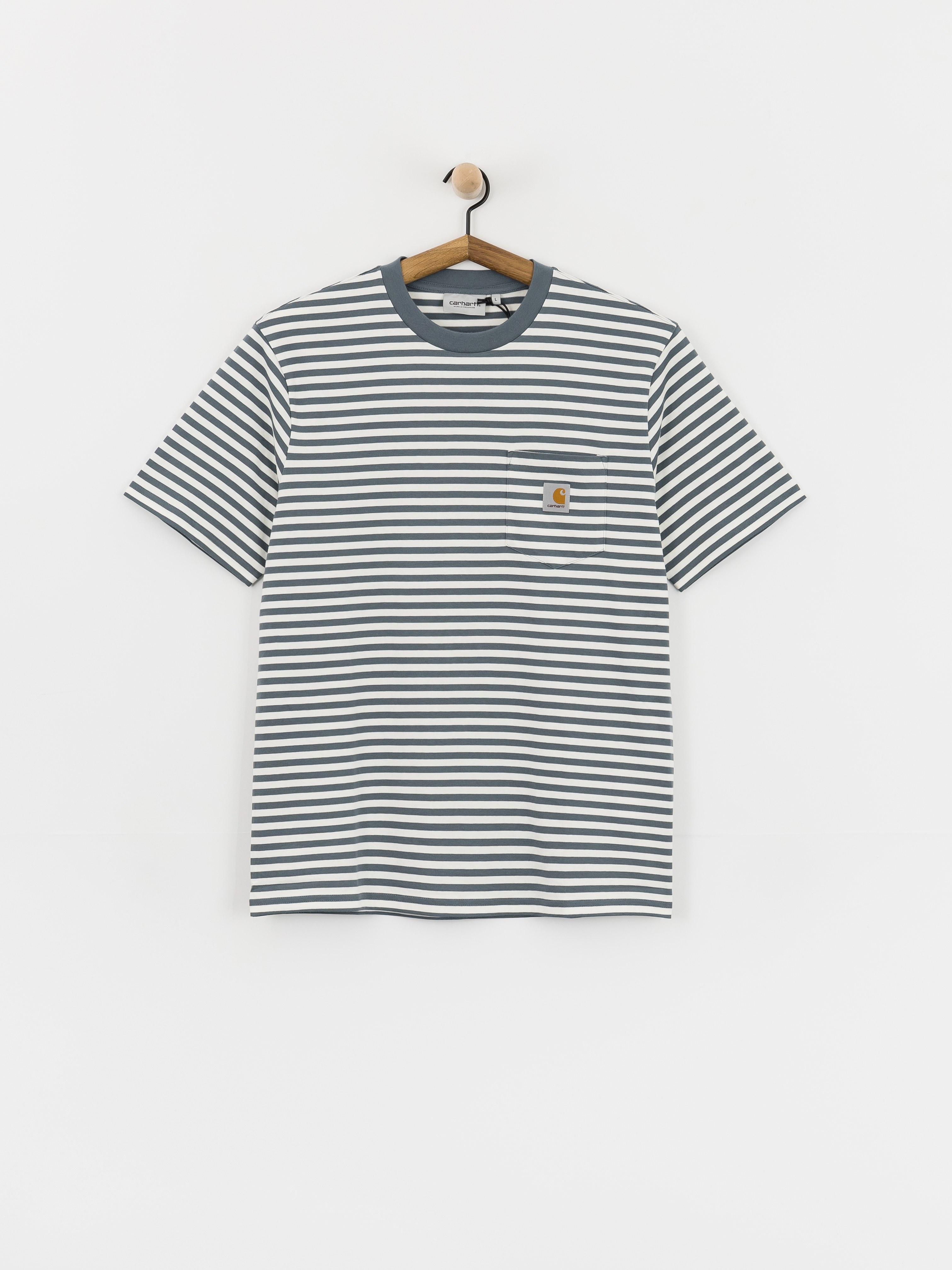 Carhartt WIP T-Shirt Ezra Pocket (ezra stripe/cozy blue/wax)