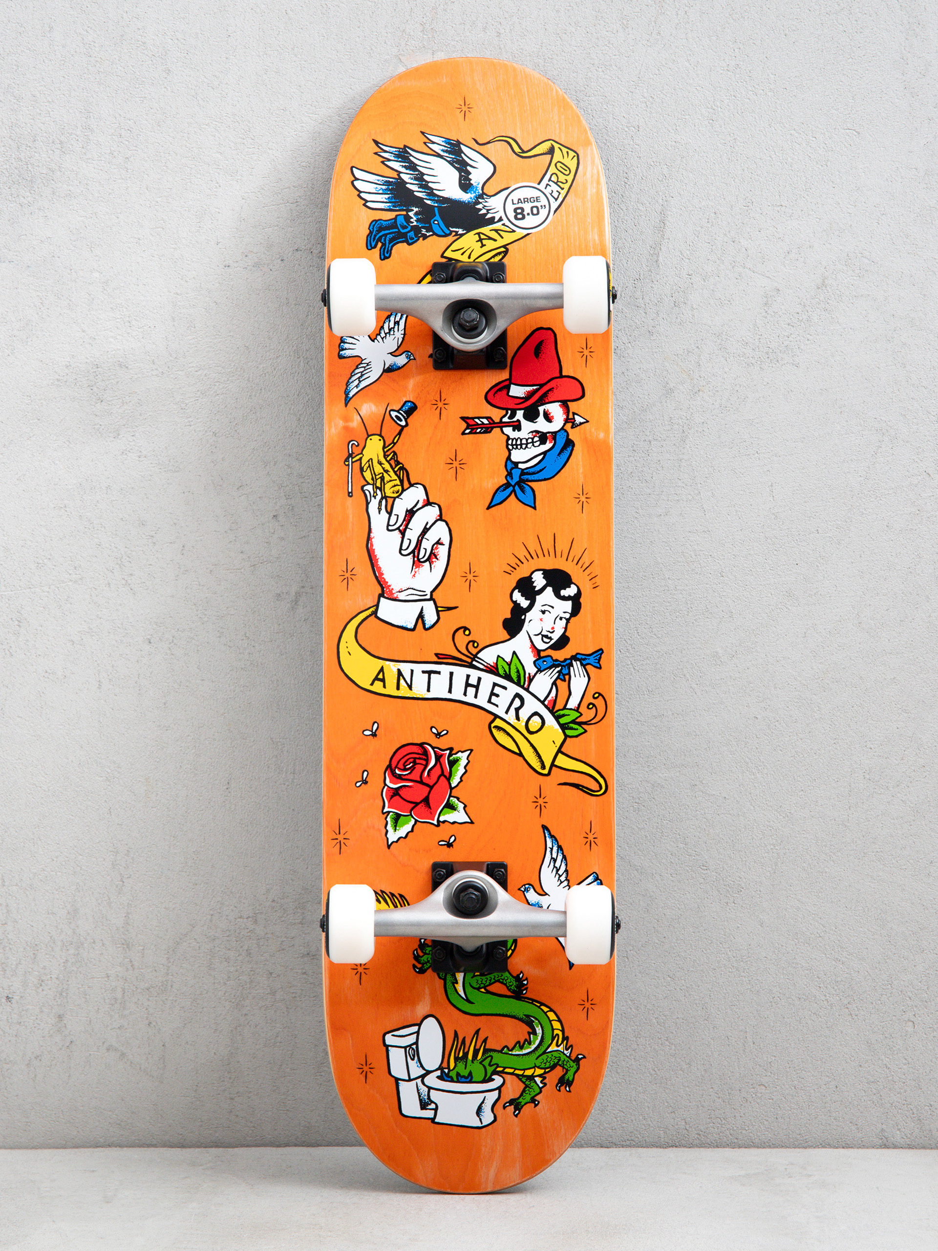 Antihero Pinstripe Eagle Skateboard - yellow