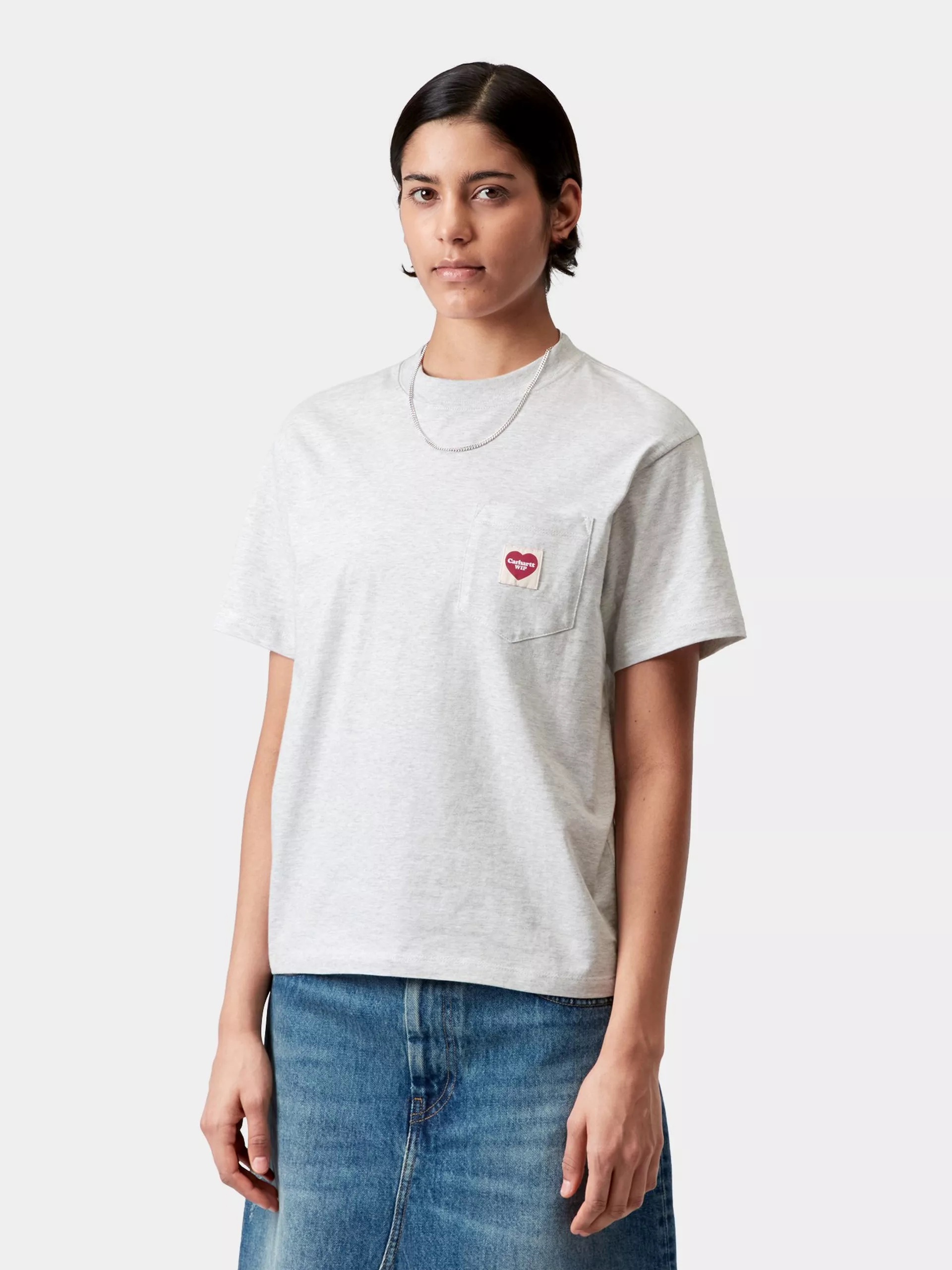 Carhartt WIP T-Shirt Pocket Heart Wmn (ash heather/red)