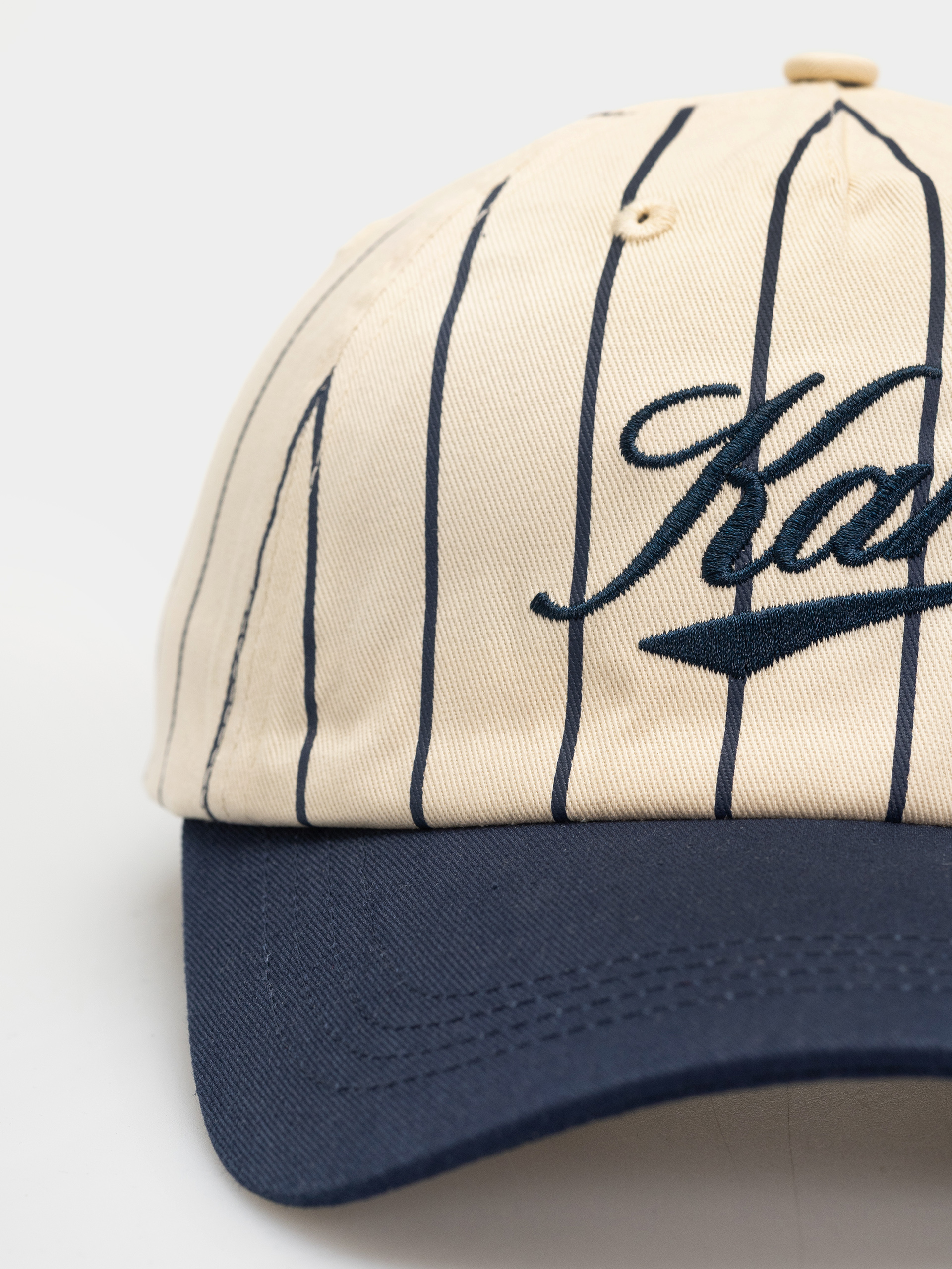 Karl Kani Cursive Varsity Pinstripe Baseball Cap (white)