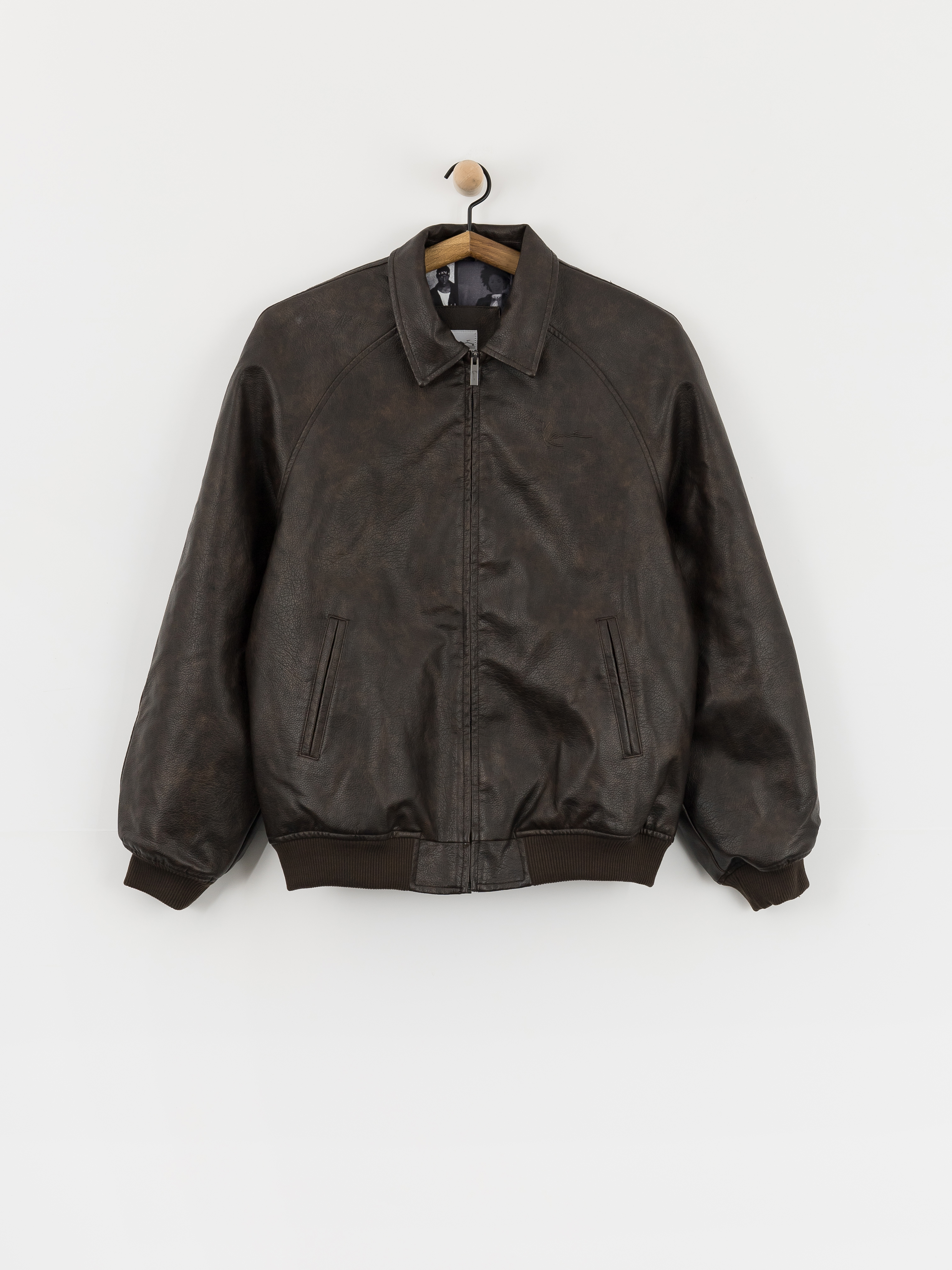 Karl Kani Signature Pu Leather Bomber Jacket (brown)