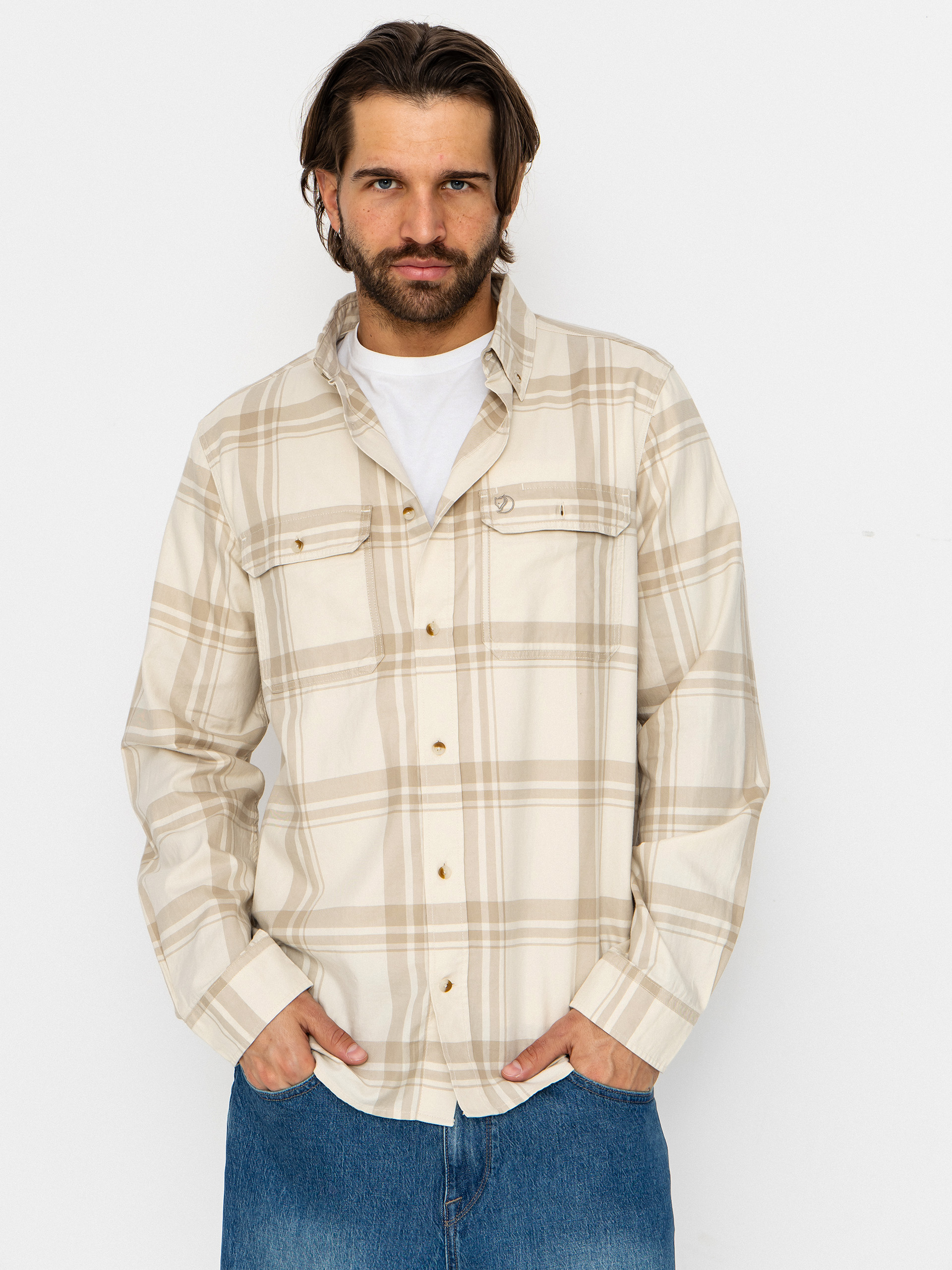 Fjallraven Ovik Lite Flannel Shirt - beige (chalk white/fossil)