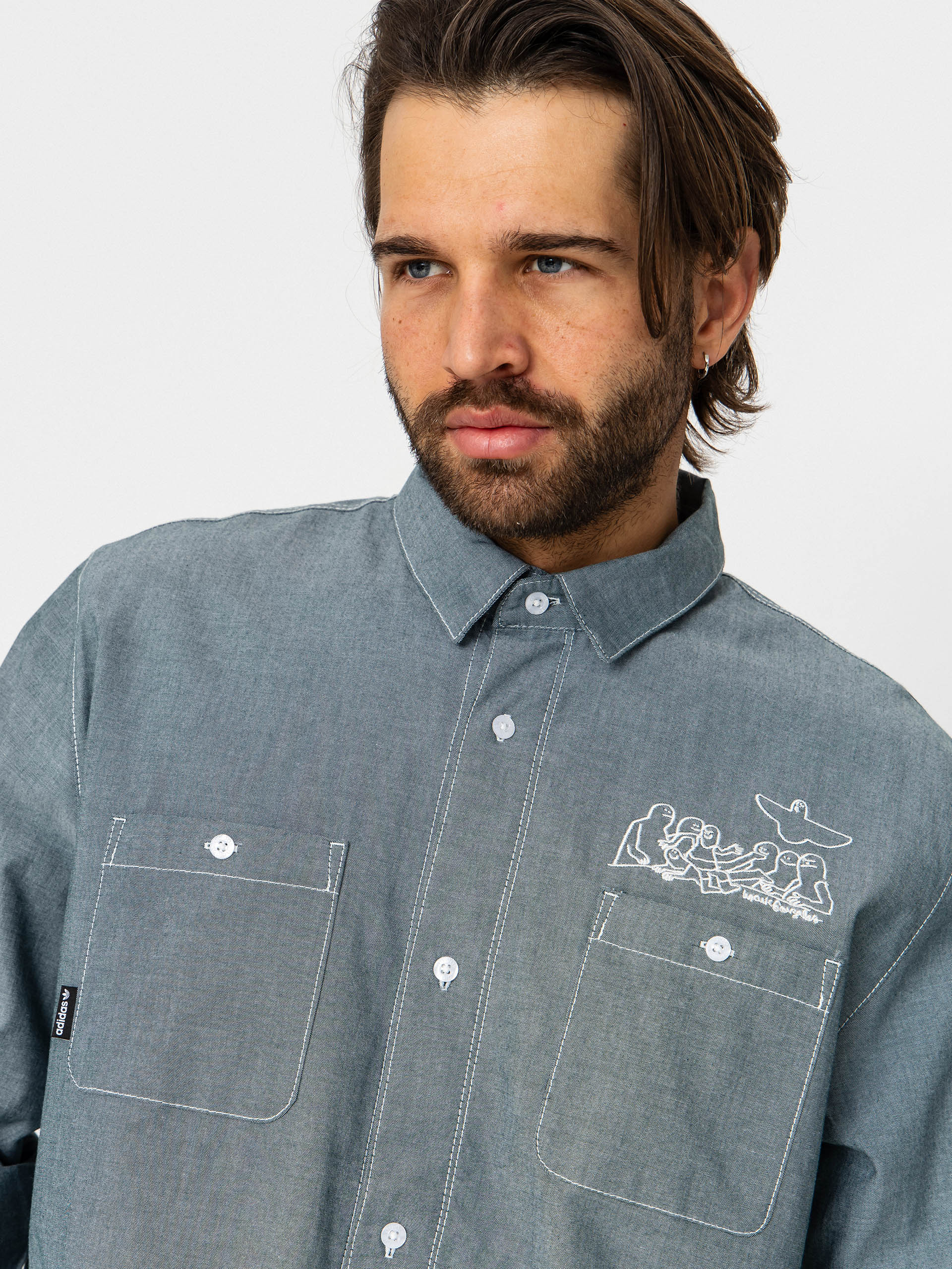 adidas Gonz Button Shirt (aurivy/white)