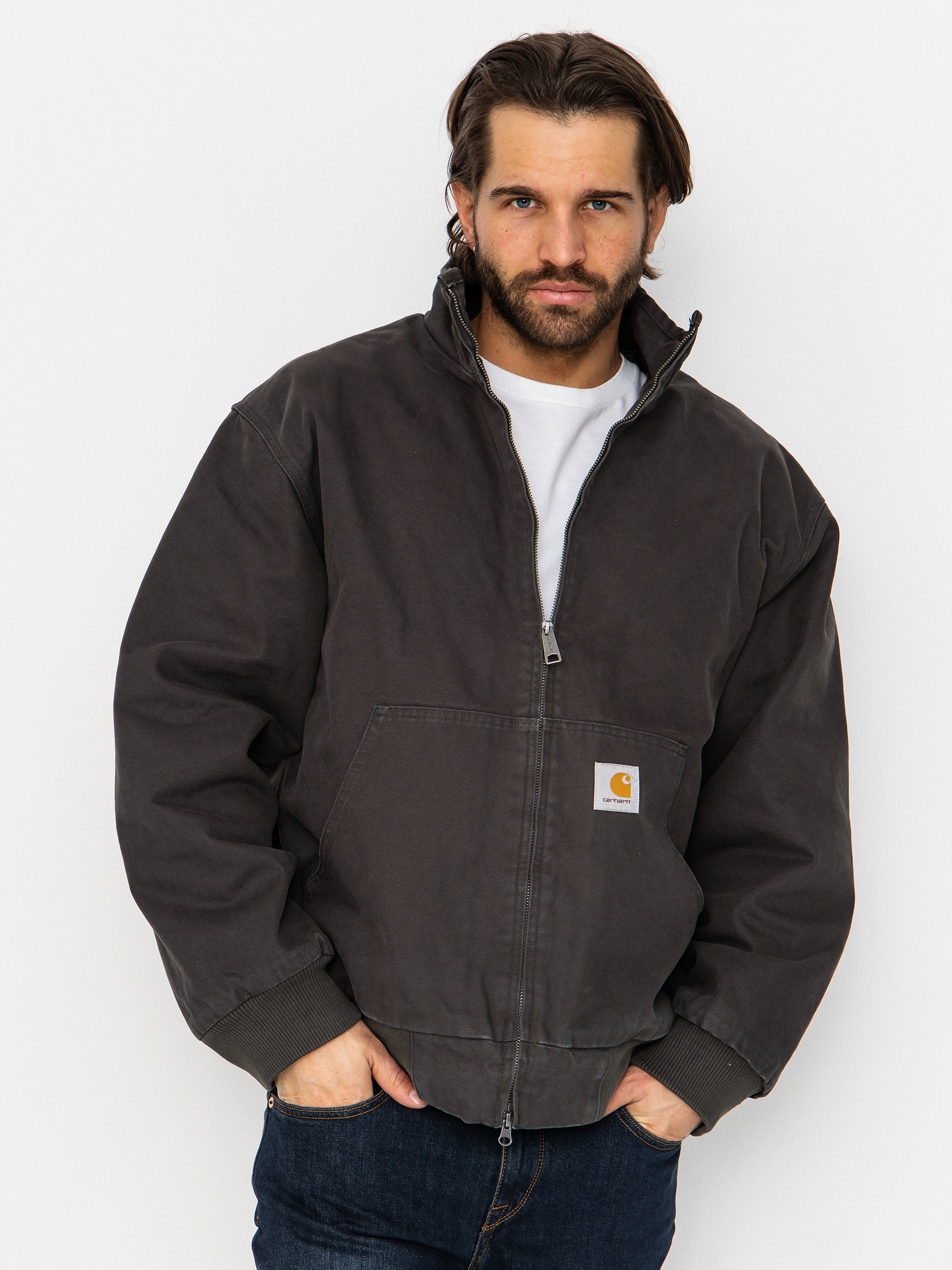 Carharttグリーンデニムボンバージャケット 古着 00s Carhartt 希少!! MOS モスグリーン ダック パデッド Type A-2