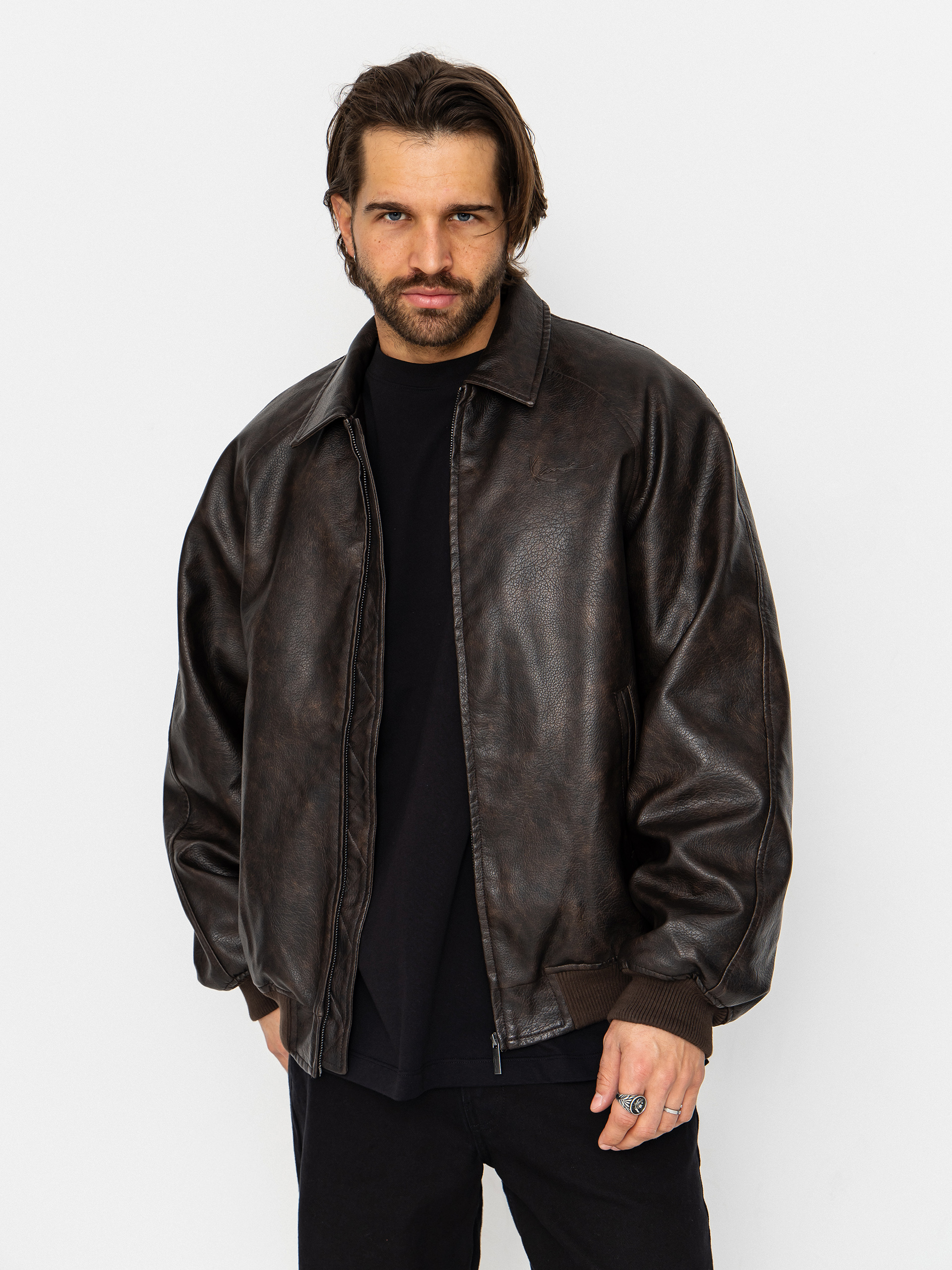 Karl Kani Signature Pu Leather Bomber Jacket - brown (brown)