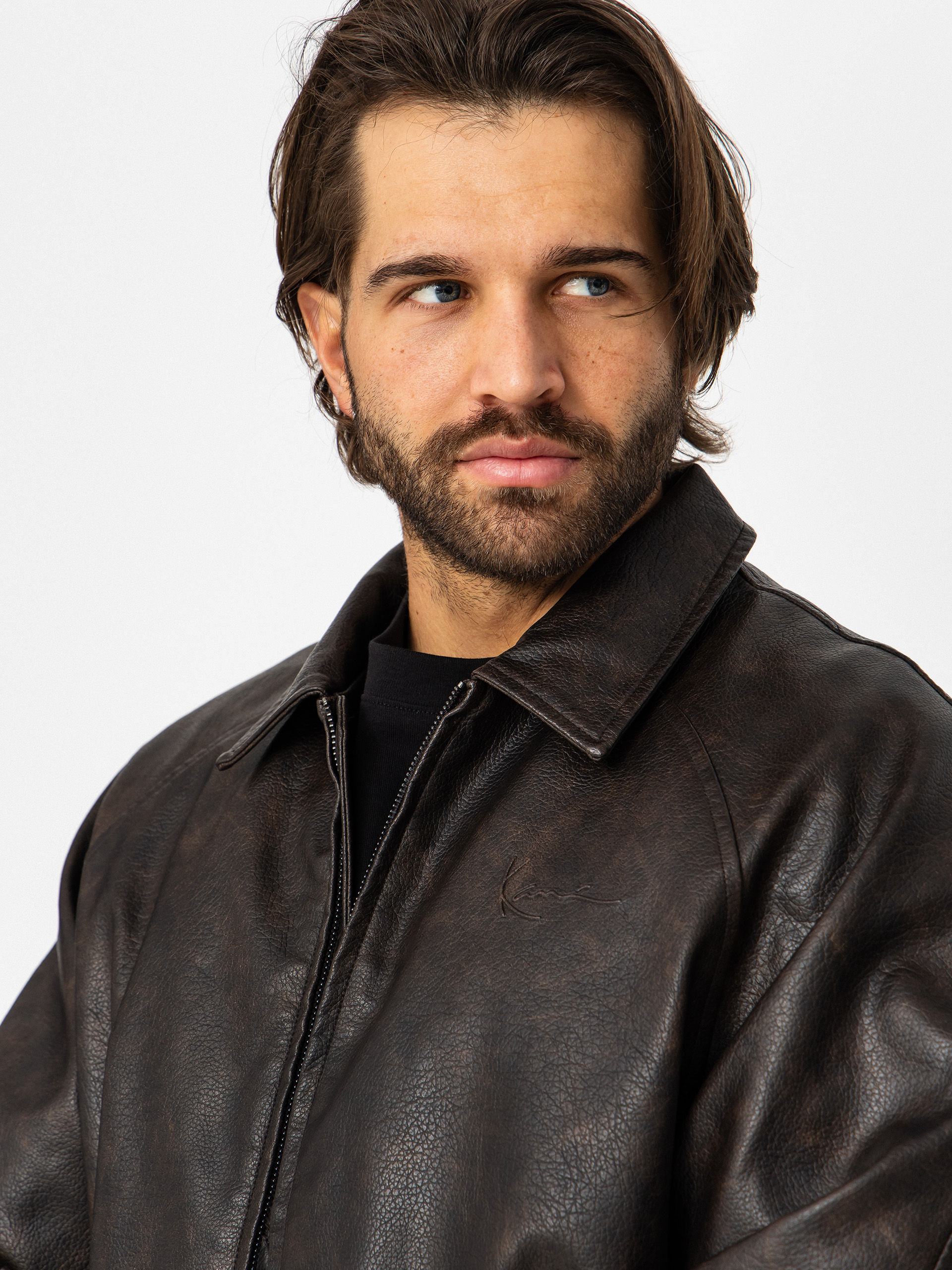 Karl Kani Signature Pu Leather Bomber Jacket (brown)