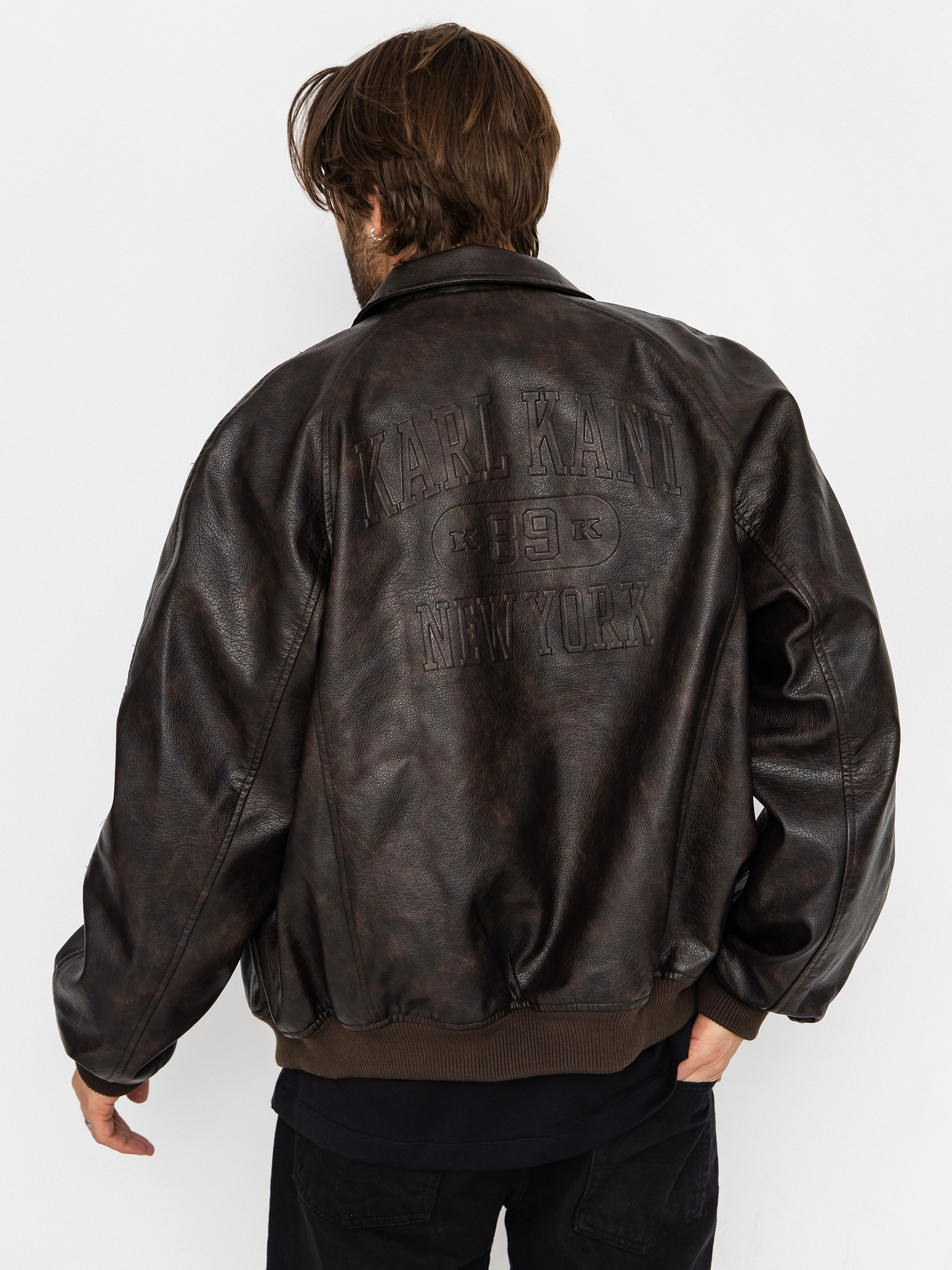 Karl Kani Signature Pu Leather Bomber Jacket (brown)
