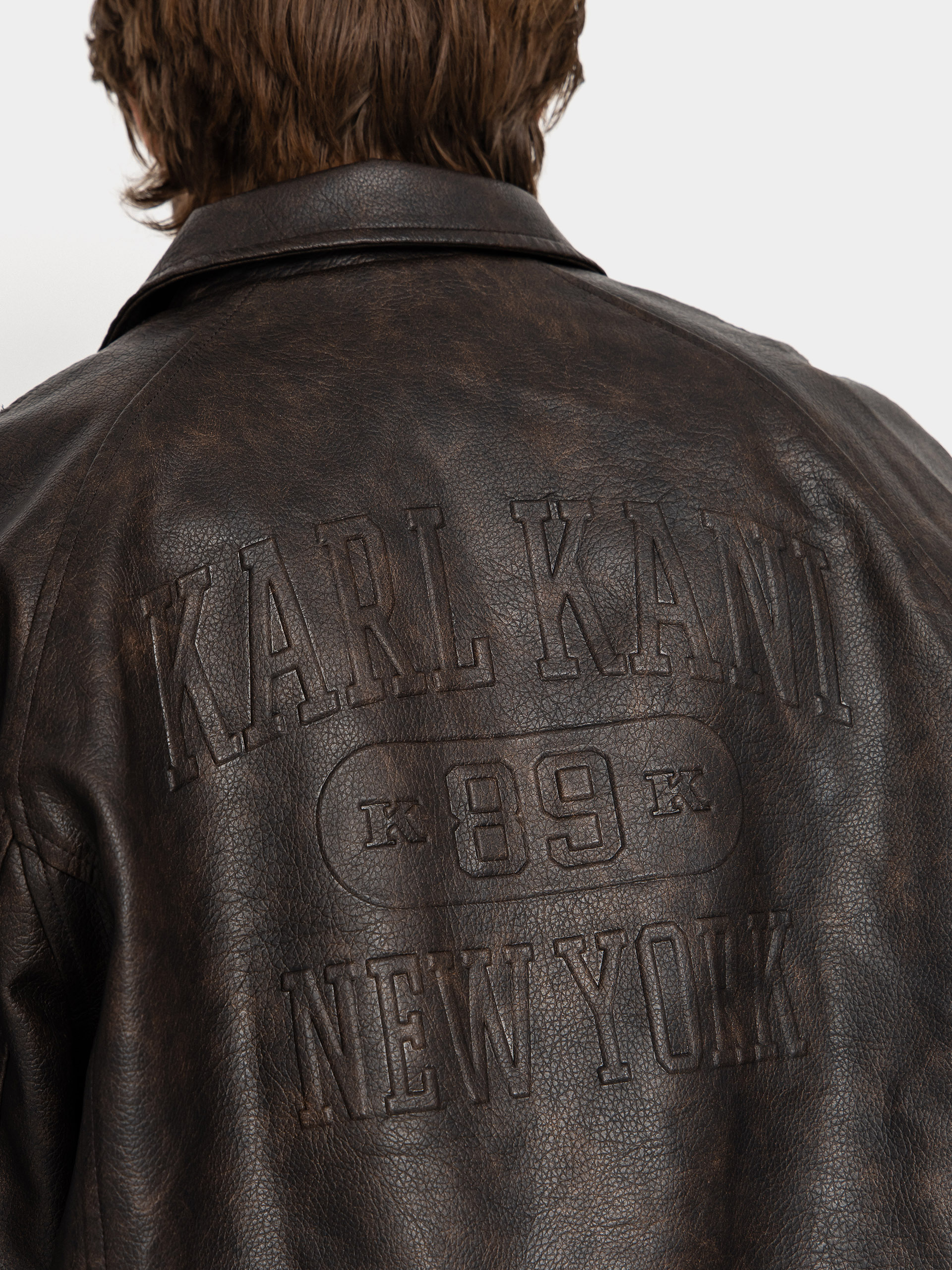 Karl Kani Signature Pu Leather Bomber Jacke (brown)