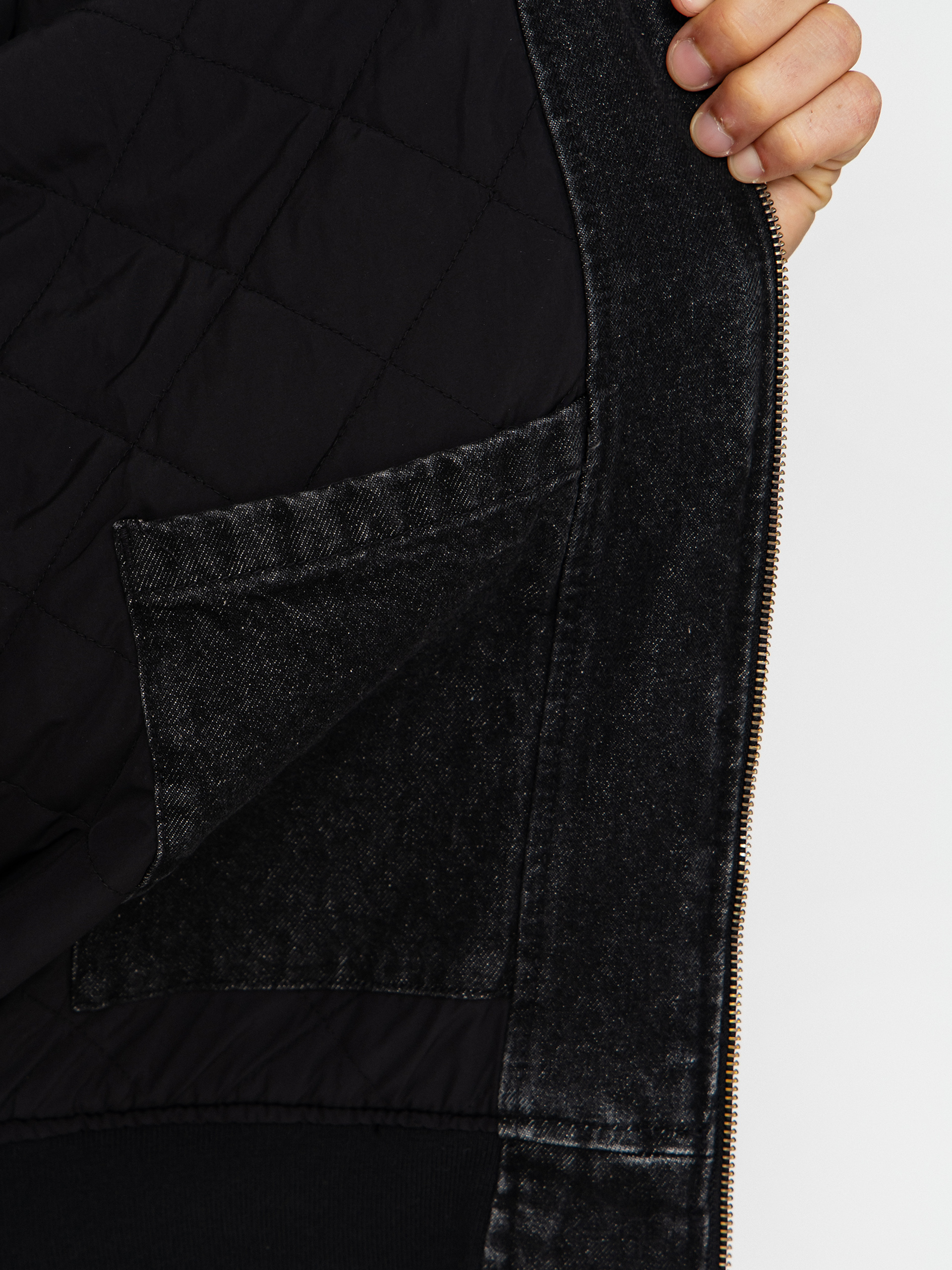 Dickies Hilham Lined Denim Hooded Bomber Jacke (black wash faded)