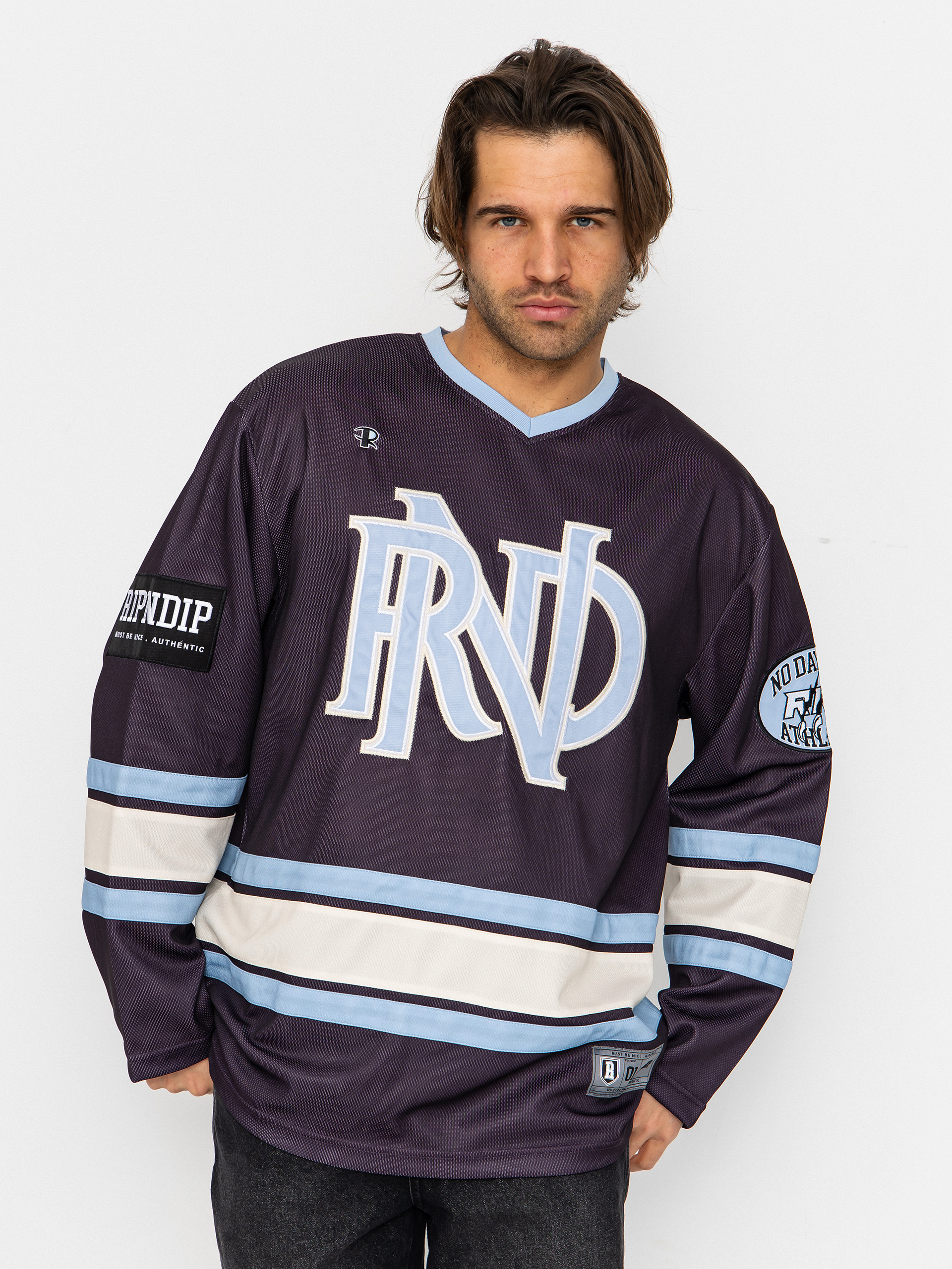 RipNDip No Days Off Hockey Jersey T-Shirt (plum)