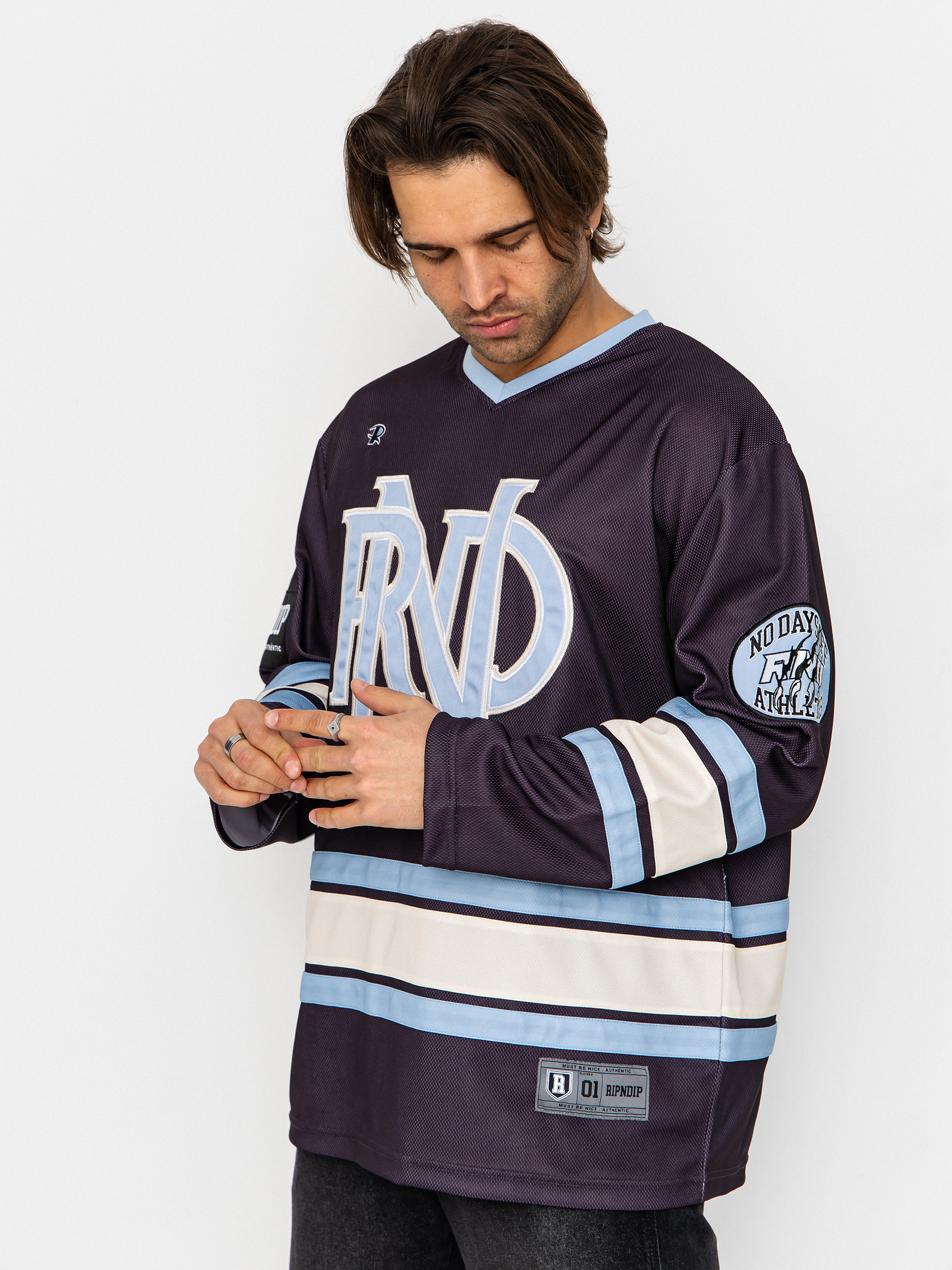 RipNDip No Days Off Hockey Jersey T-Shirt (plum)