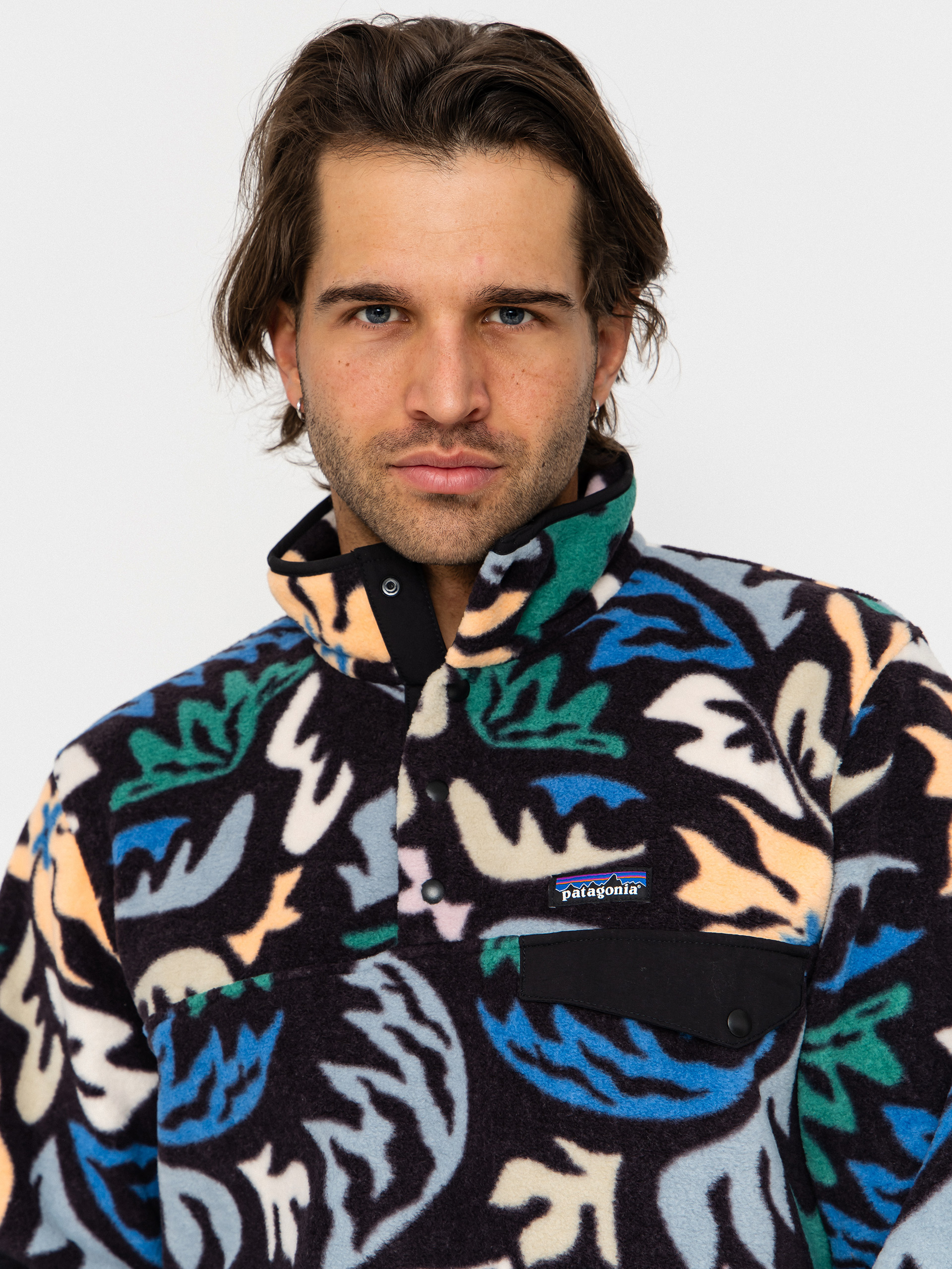 Herren Patagonia Lightweight Synchilla Snap T Fleece Jacke (kaleido/black)