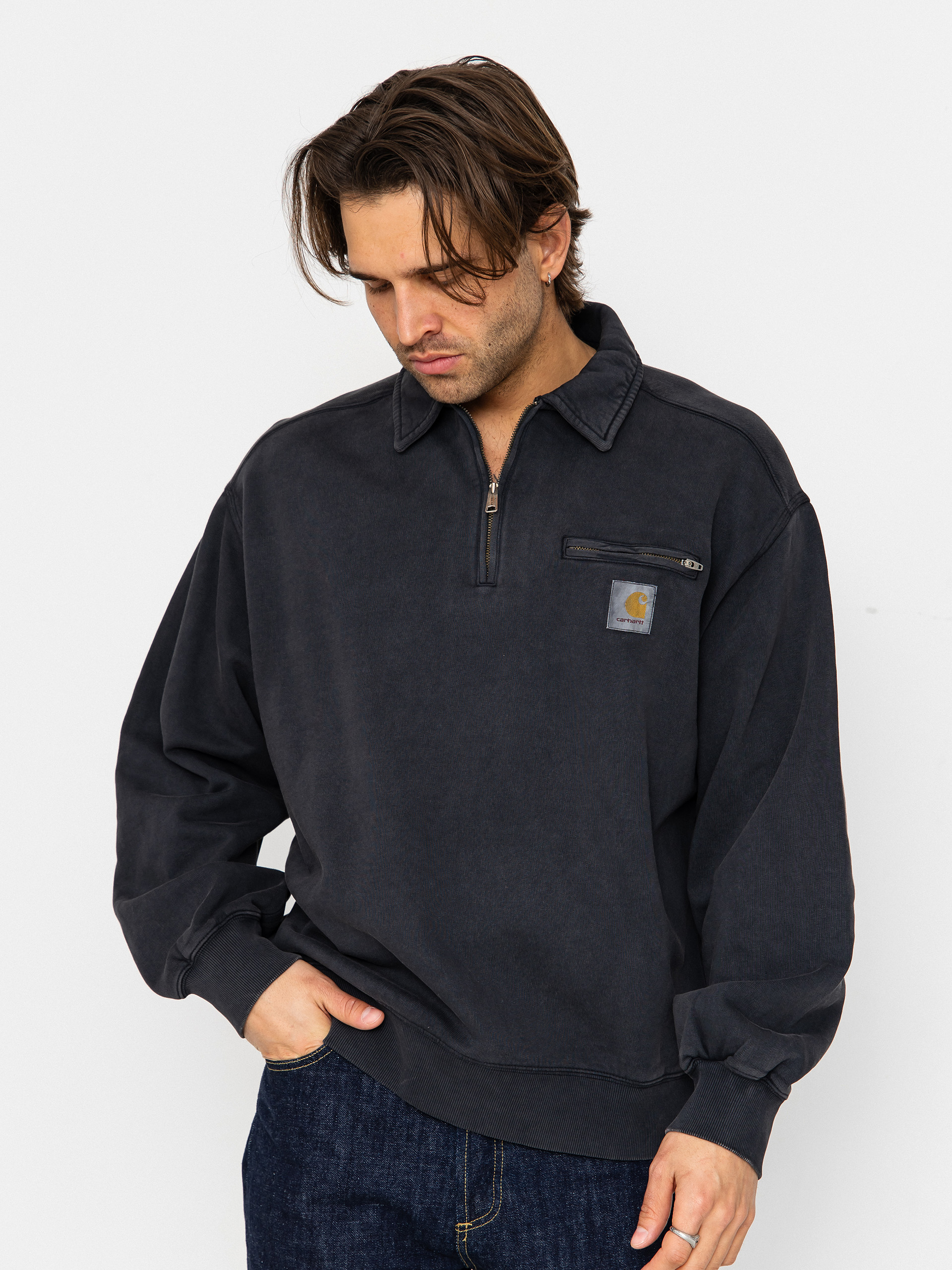 Carhartt WIP American Script Half Zip Sweatshirt - black (black)