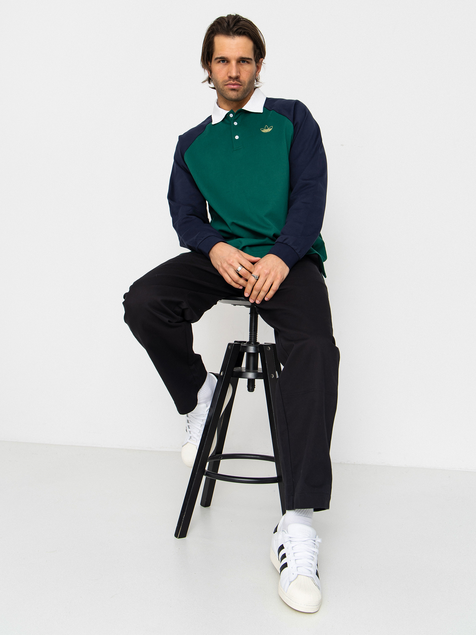トップス kyuded adidas Tyshawn Rugby Longsleeve - green (cgreen/legink)