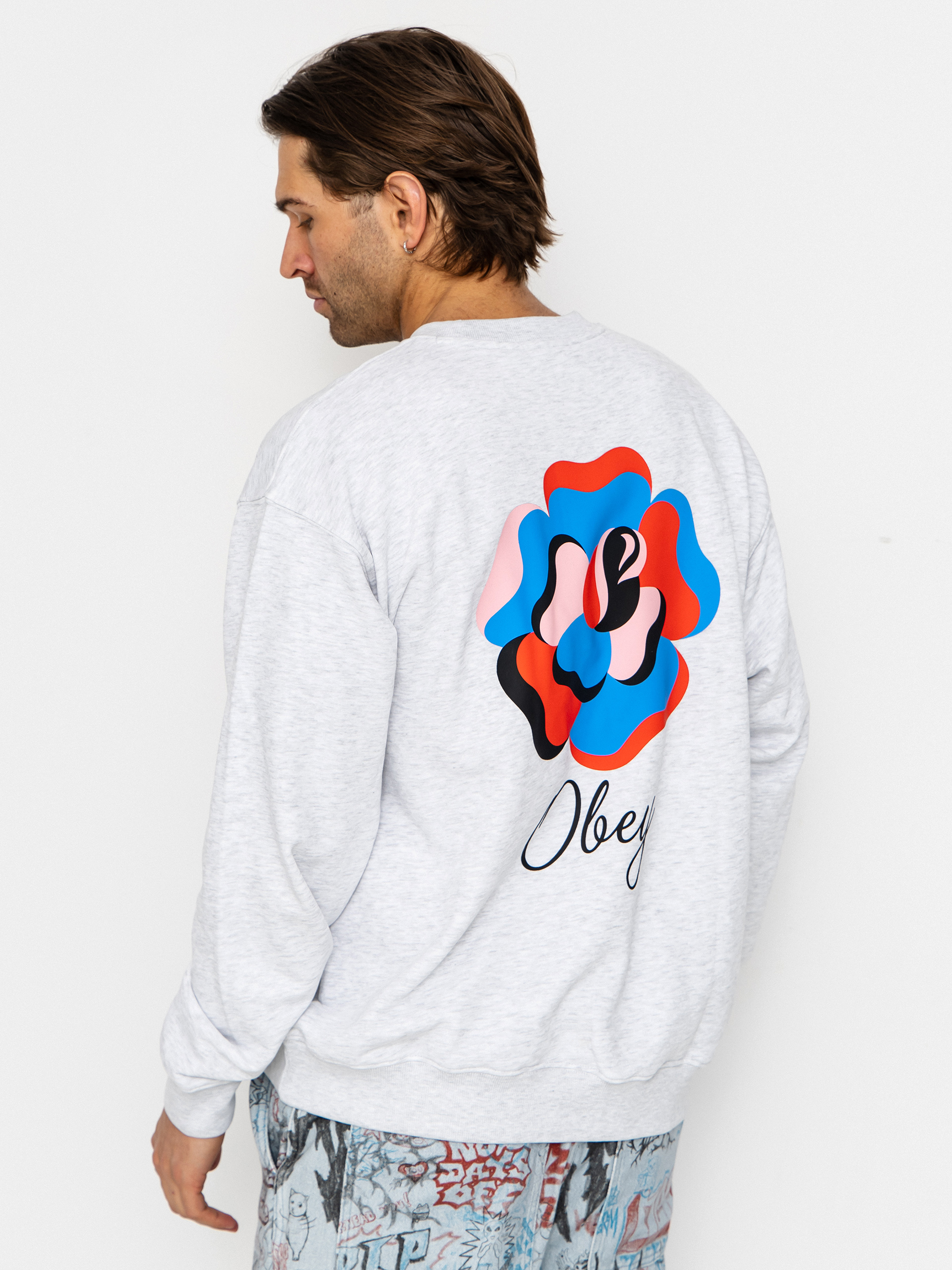 OBEY Paper Rose Sweatshirt (heather grey)