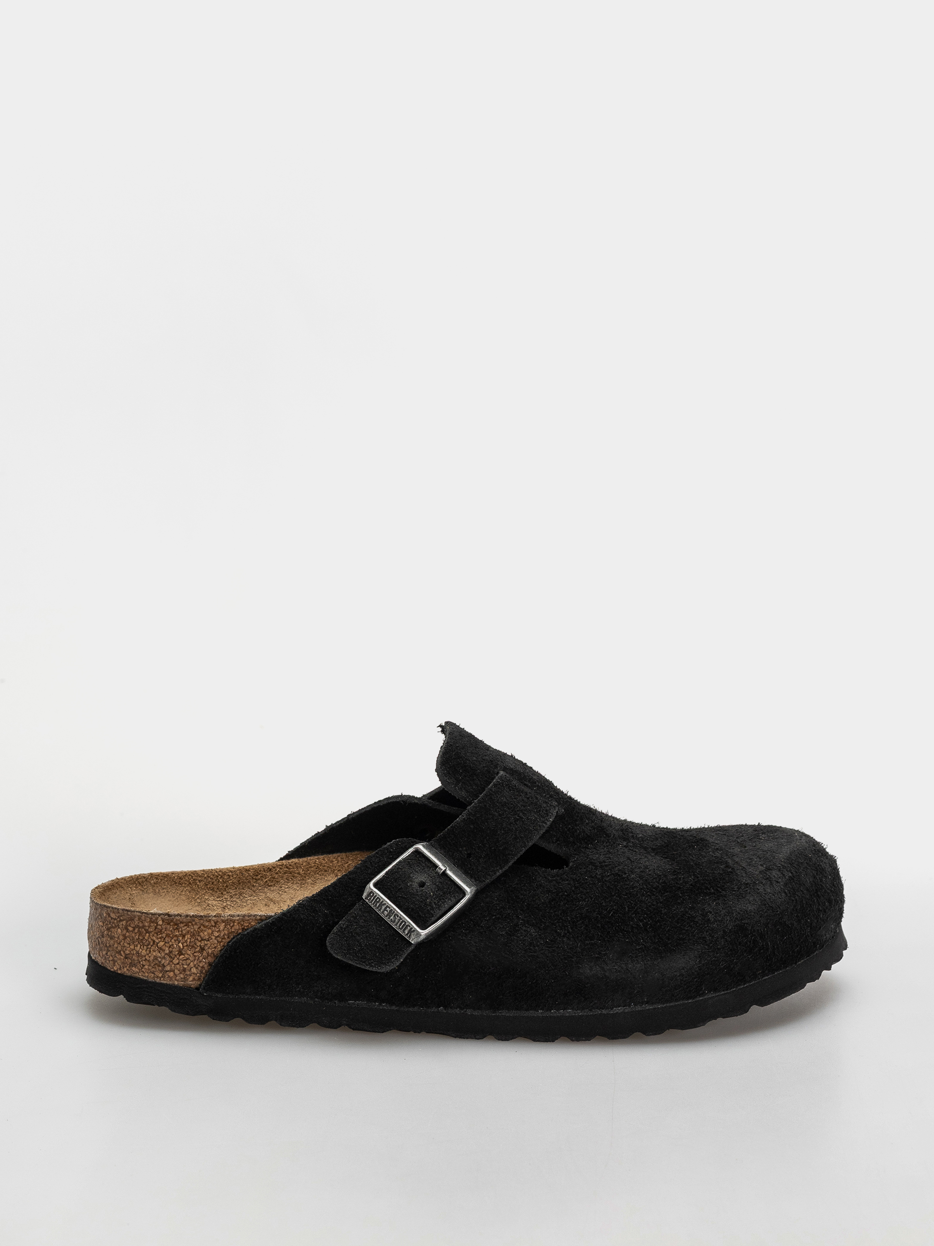 Birkenstock Boston Suede Leather Narrow Flip Flops (black)