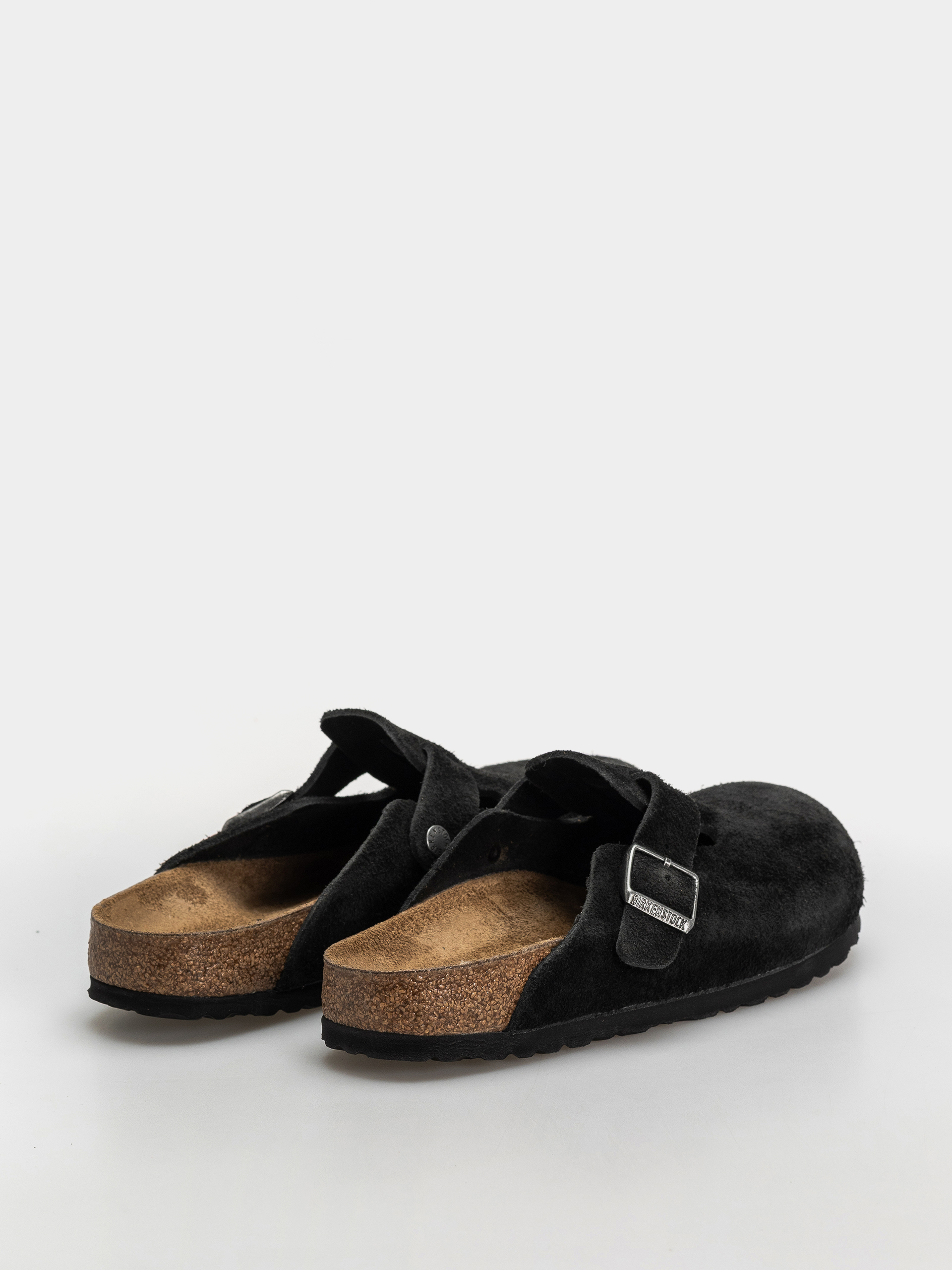 Birkenstock Boston Suede Leather Narrow Flip Flops (black)