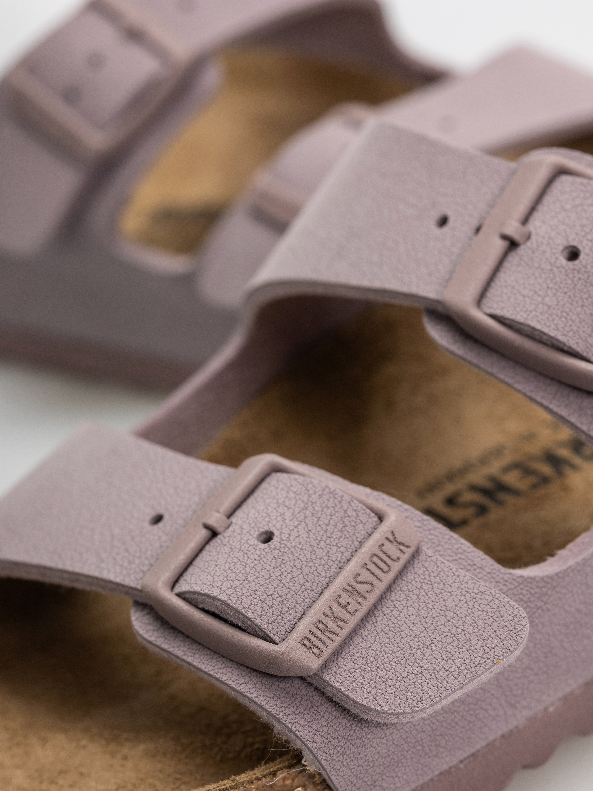 Birkenstock Arizona Birkibuc Narrow Flip Flops (faded purple)