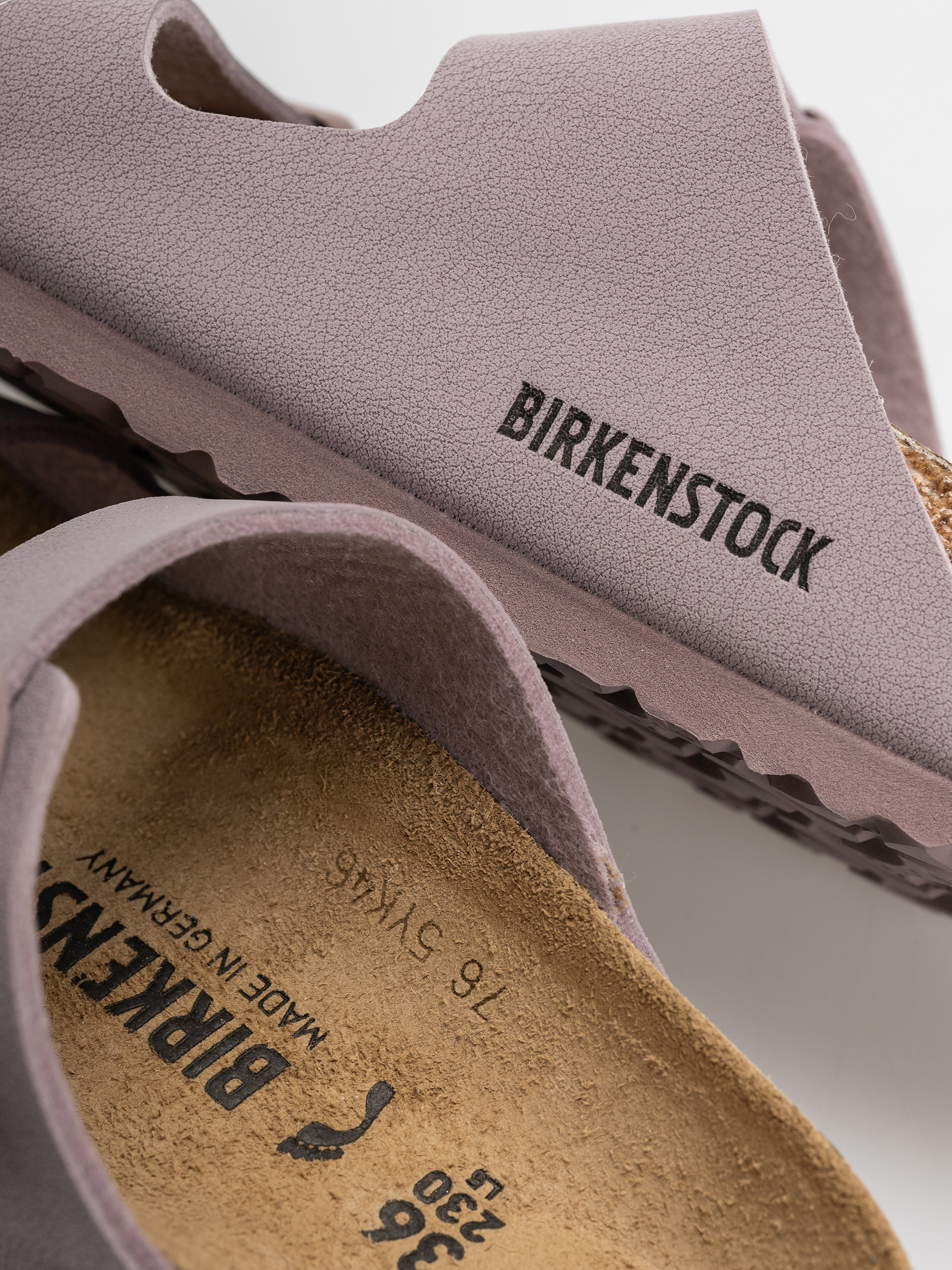 Birkenstock Arizona Birkibuc Narrow Flip Flops (faded purple)