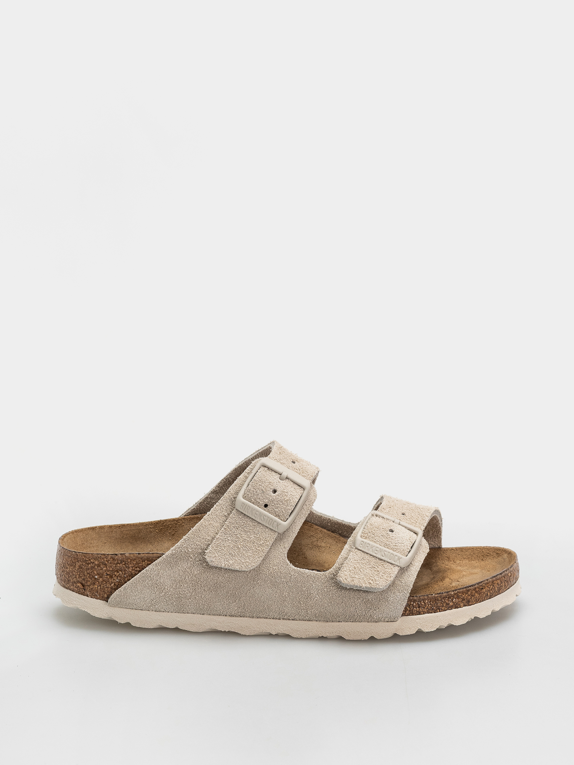 Birkenstock Arizona Suede Leather Narrow Flip Flops (oyster)