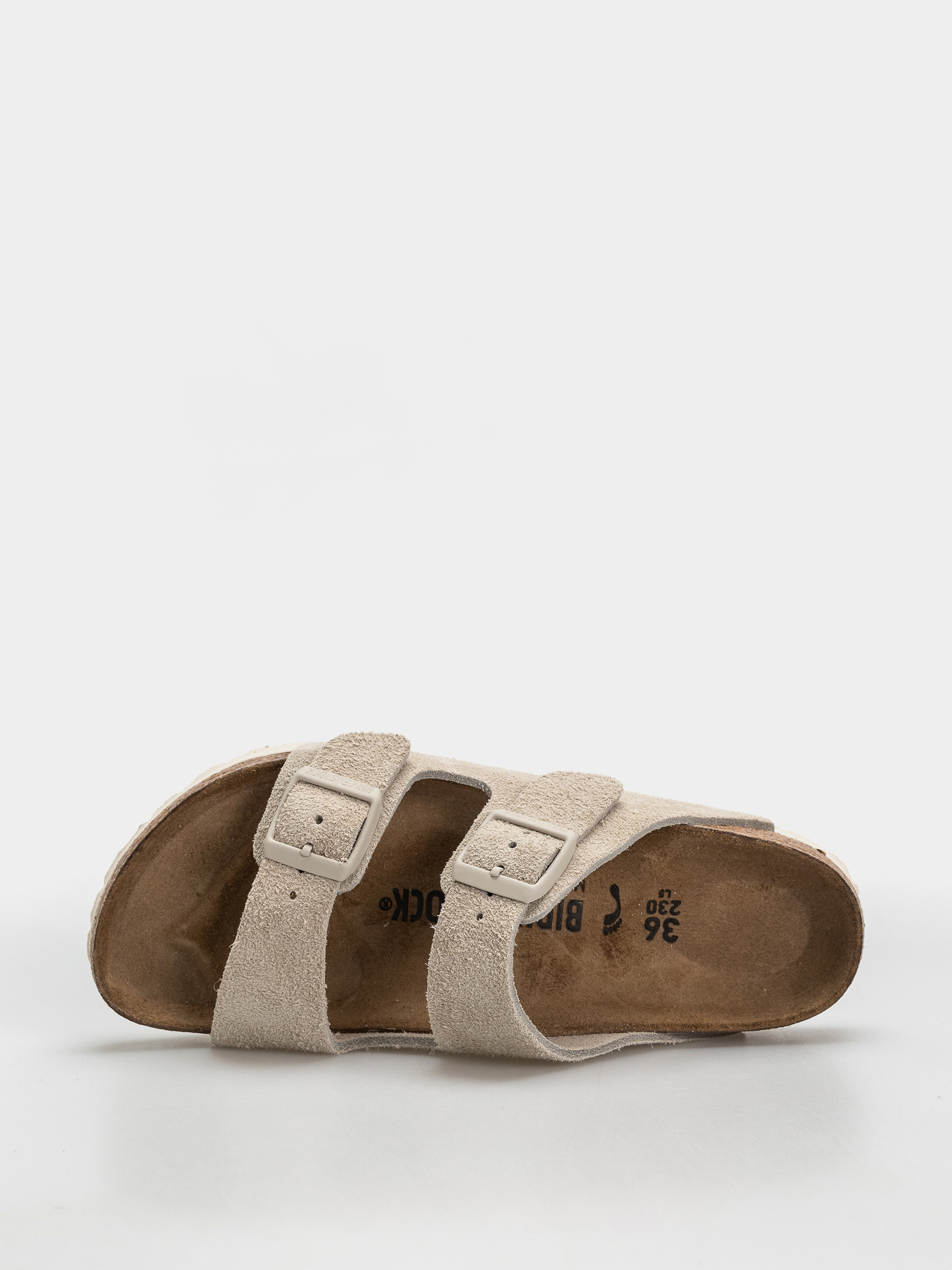 Birkenstock Arizona Suede Leather Narrow Flip Flops (oyster)
